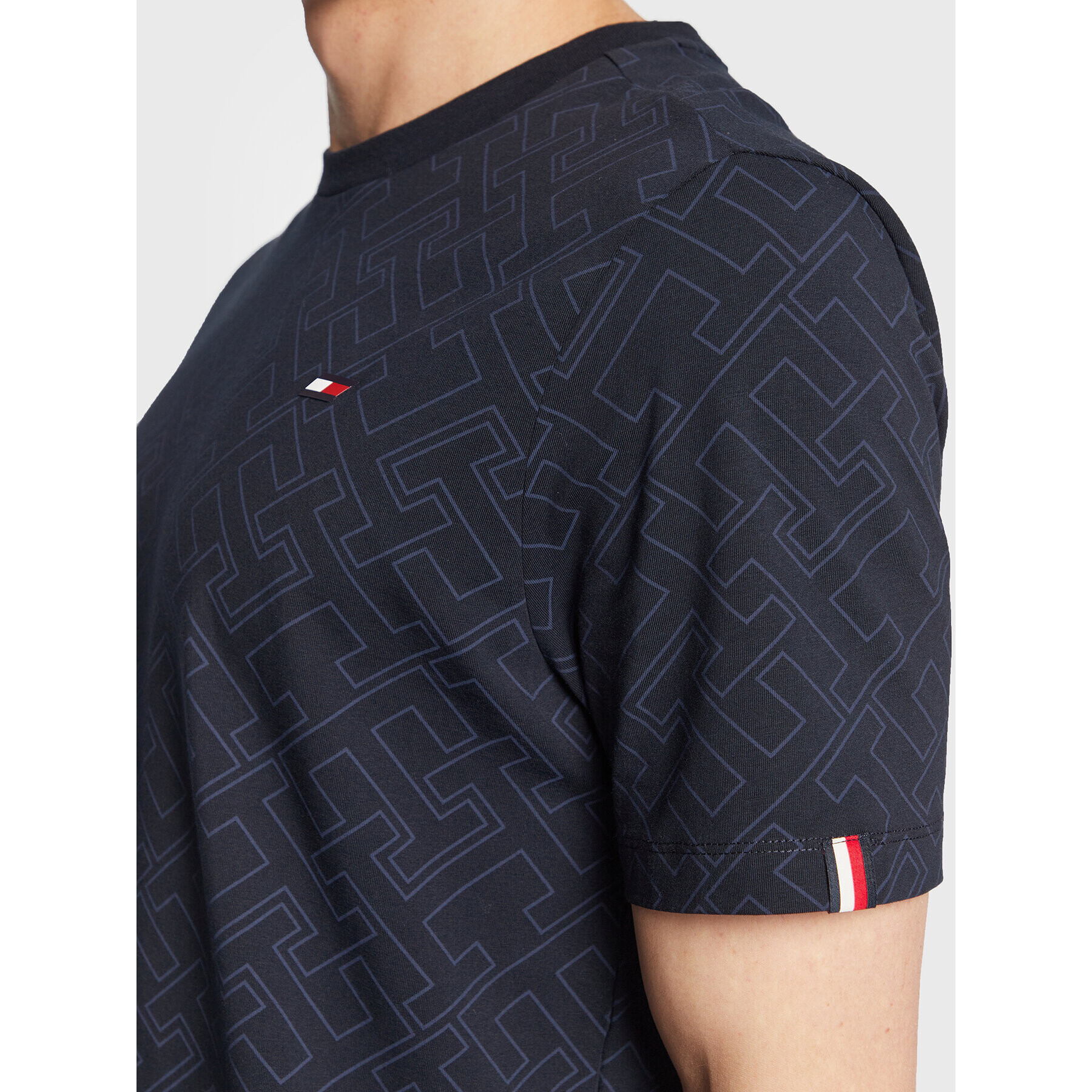 Tommy Hilfiger Tricou Monogram MW0MW28940 Bleumarin Regular Fit - Pled.ro