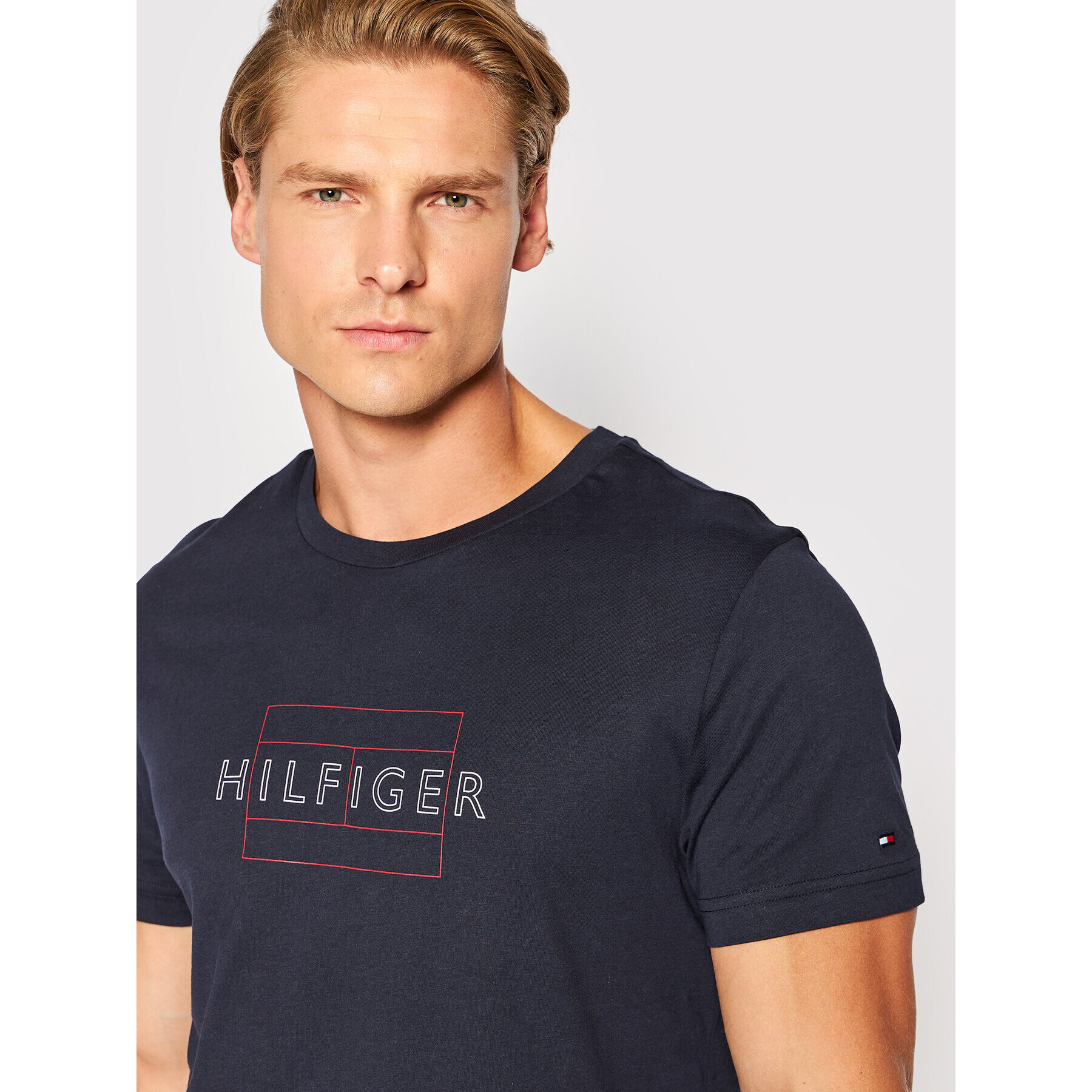 Tommy Hilfiger Tricou MW0MW25671 Bleumarin Slim Fit - Pled.ro