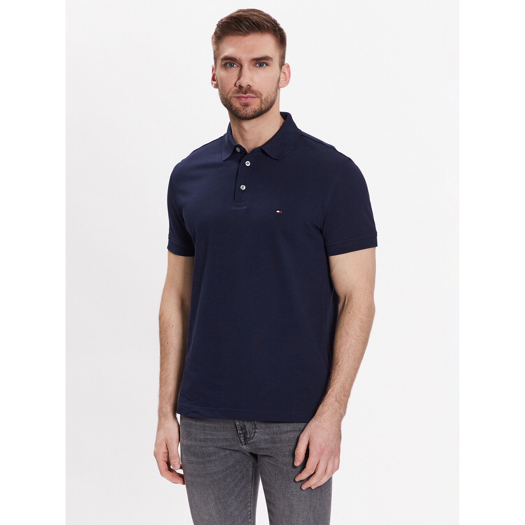 Tommy Hilfiger Tricou polo 1985 MW0MW17771 Bleumarin Slim Fit - Pled.ro