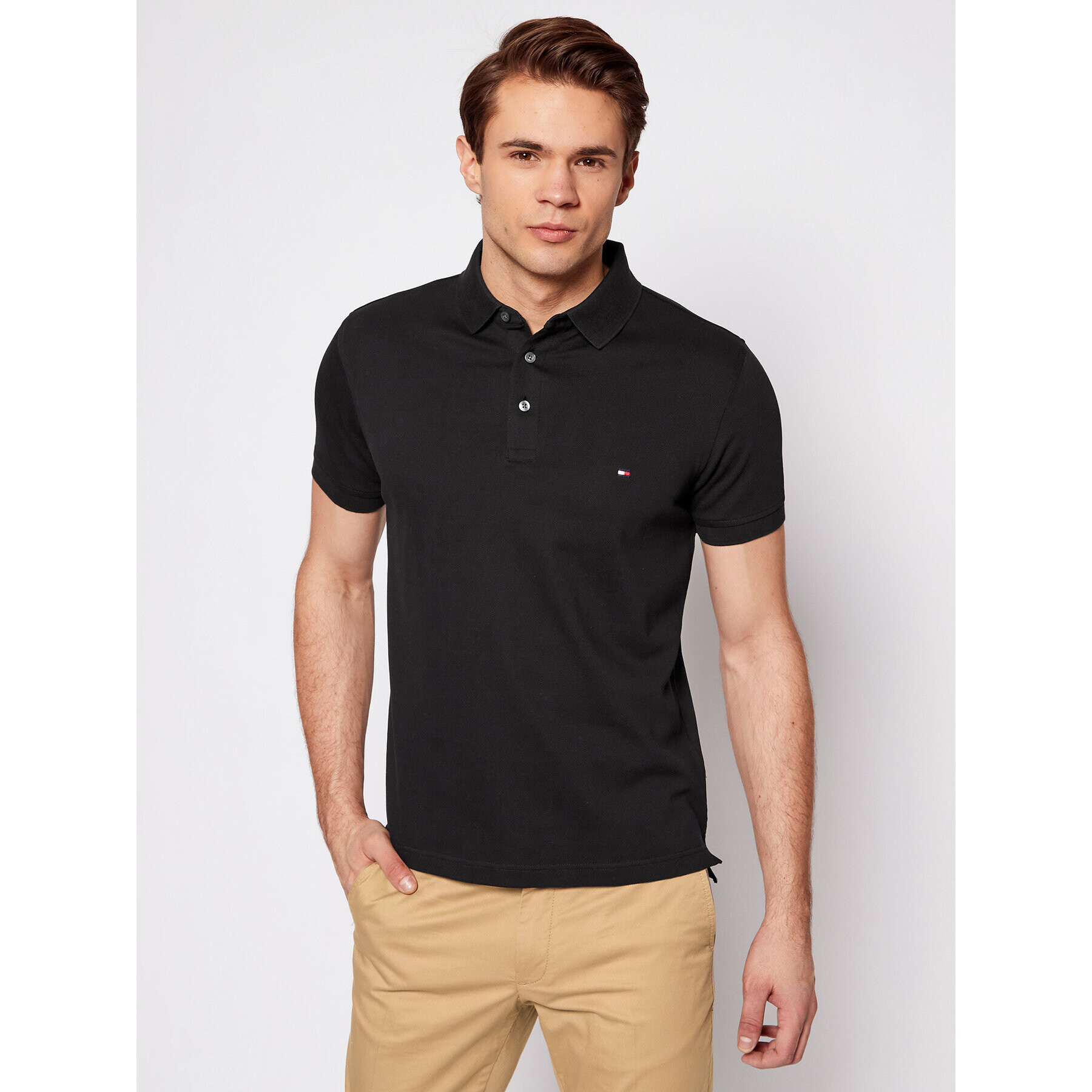 Tommy Hilfiger Tricou polo 1985 MW0MW17771 Negru Slim Fit - Pled.ro