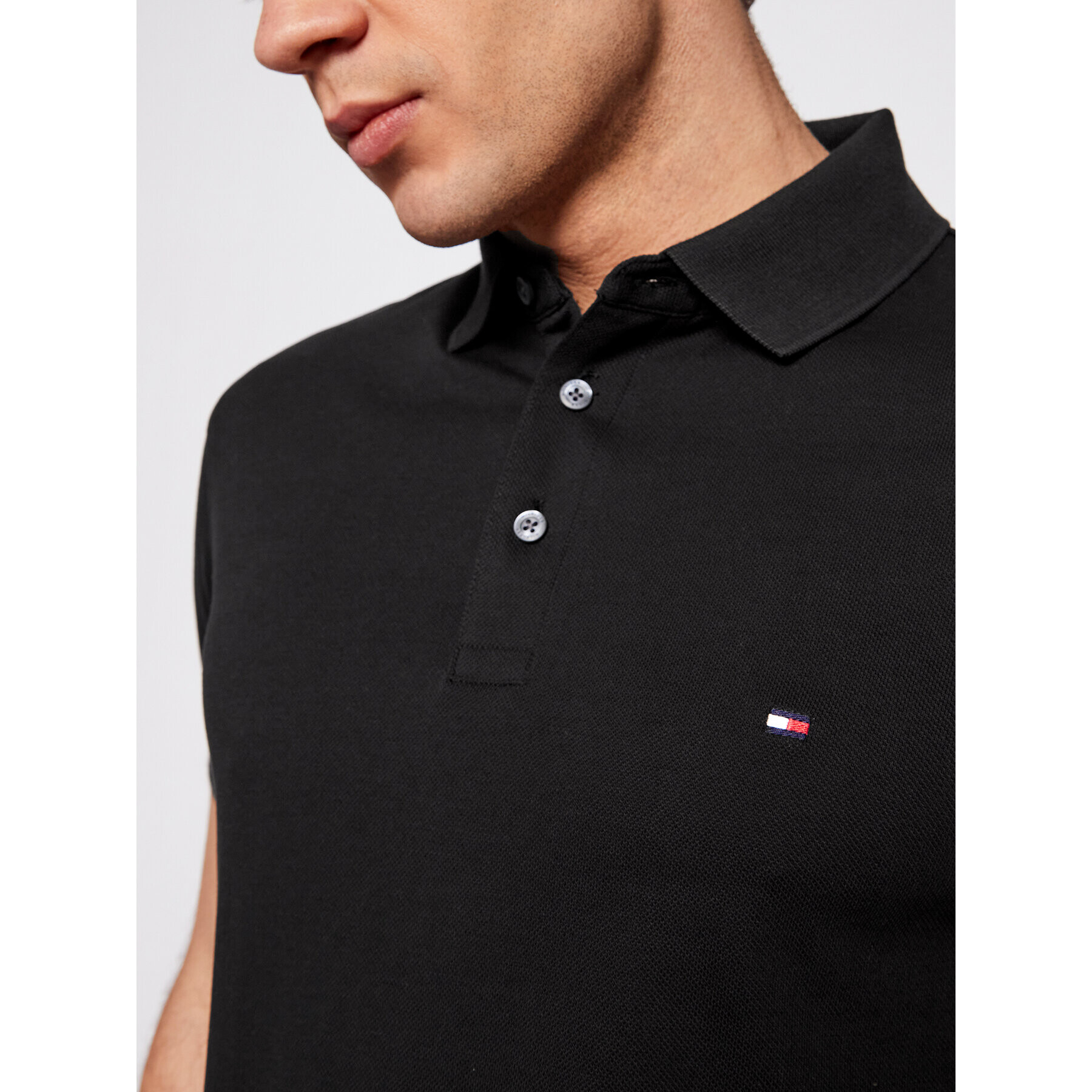 Tommy Hilfiger Tricou polo 1985 MW0MW17771 Negru Slim Fit - Pled.ro