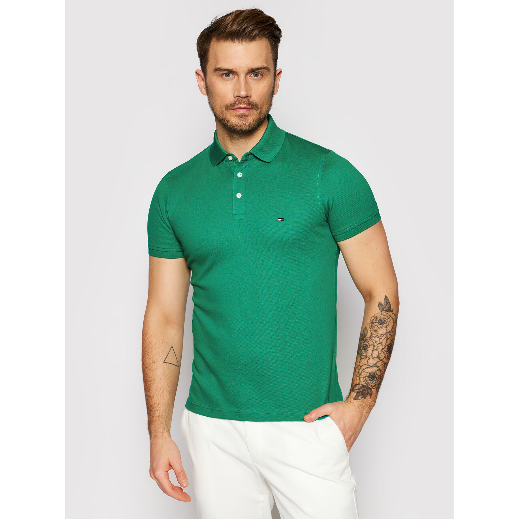 Tommy Hilfiger Tricou polo 1985 MW0MW17771 Verde Slim Fit - Pled.ro