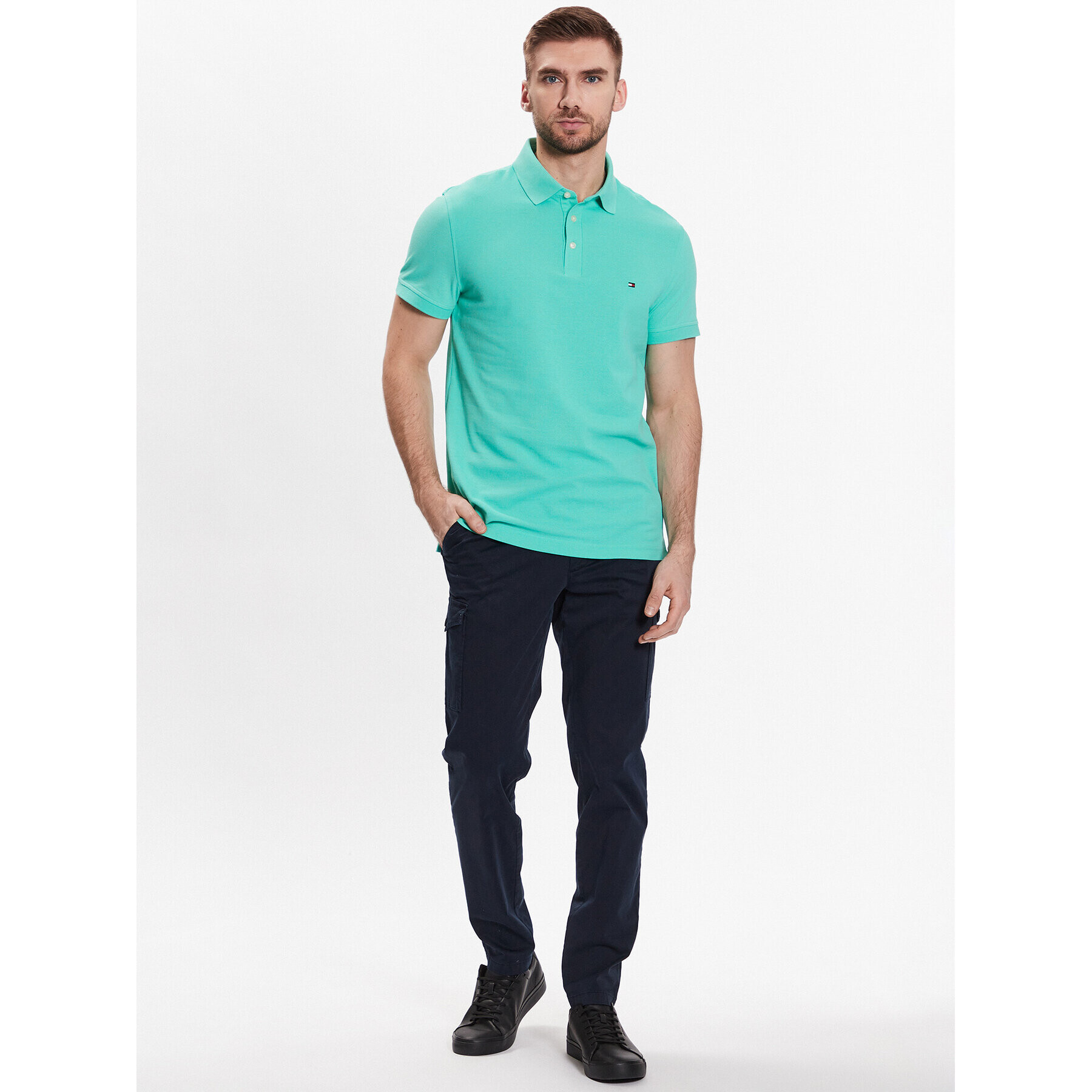 Tommy Hilfiger Tricou polo 1985 MW0MW17771 Verde Slim Fit - Pled.ro