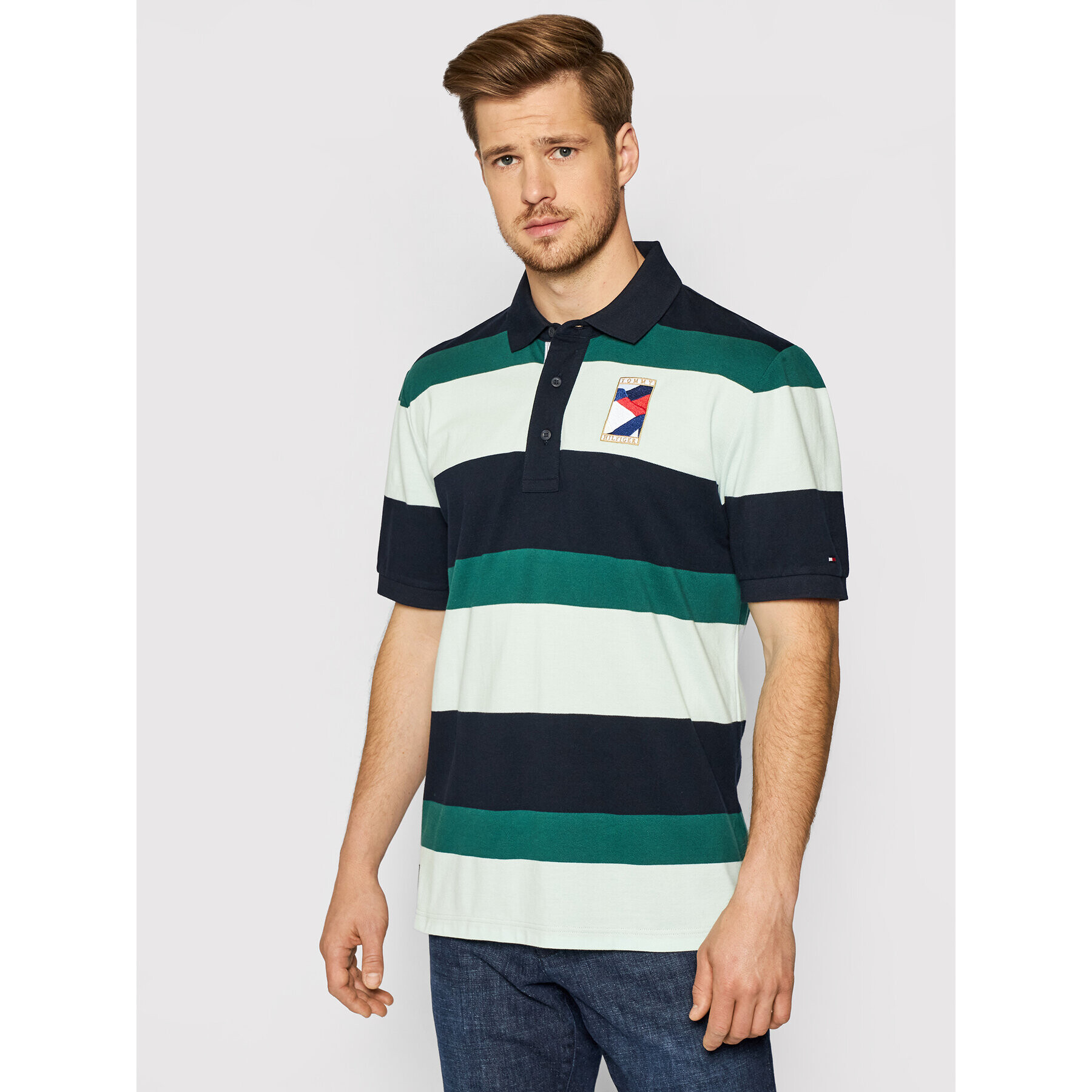 Tommy Hilfiger Tricou polo 1985 MW0MW17809 Verde Casual Fit - Pled.ro