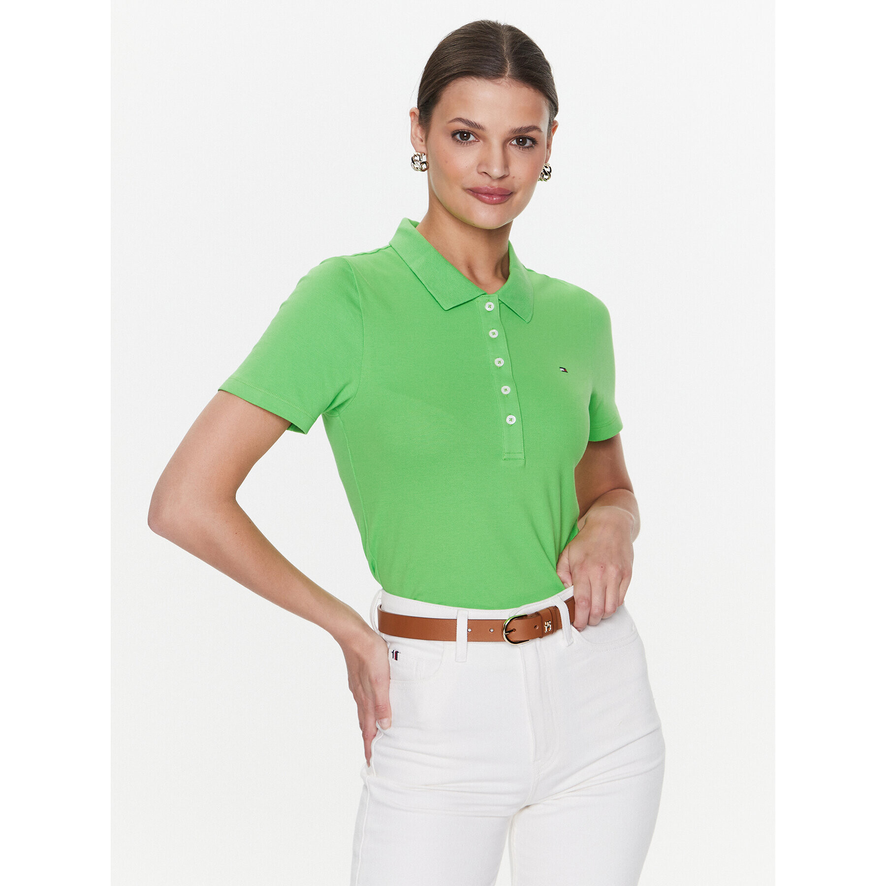 Tommy Hilfiger Tricou polo 1985 WW0WW37823 Verde Slim Fit - Pled.ro