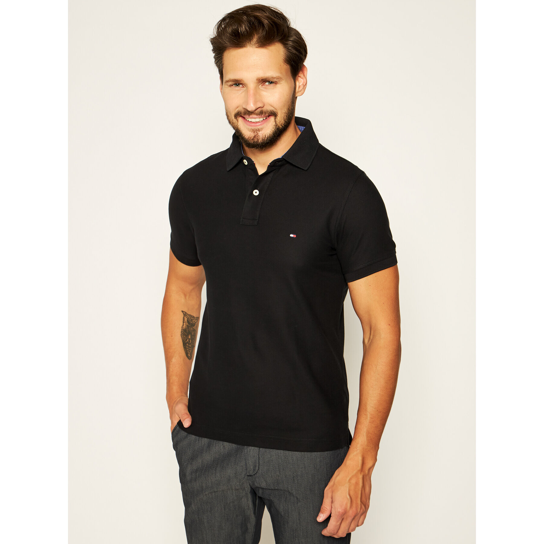 Tommy Hilfiger Tricou polo 867878624 Negru Slim Fit - Pled.ro