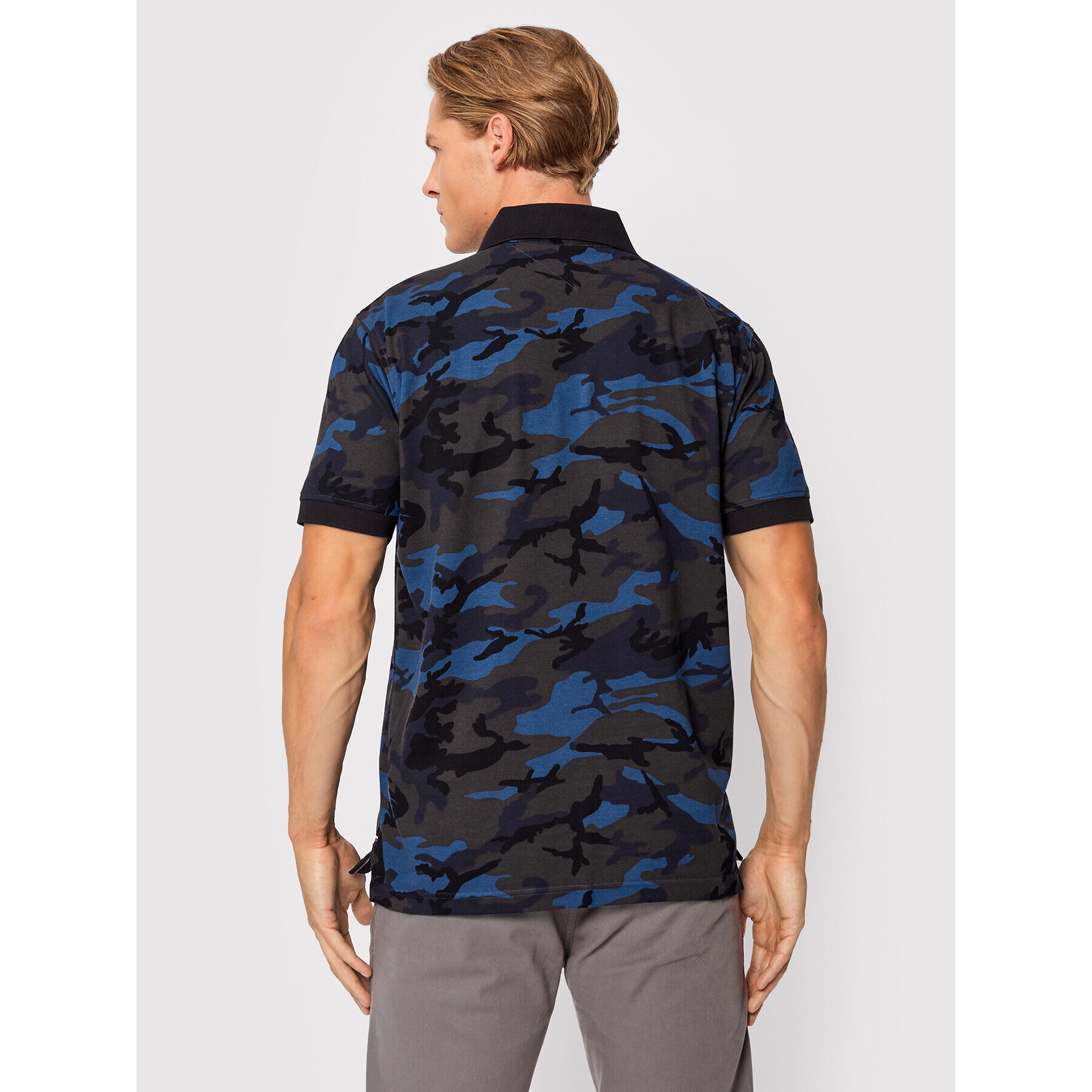 Tommy Hilfiger Tricou polo Camo MW0MW23958 Bleumarin Regular Fit - Pled.ro