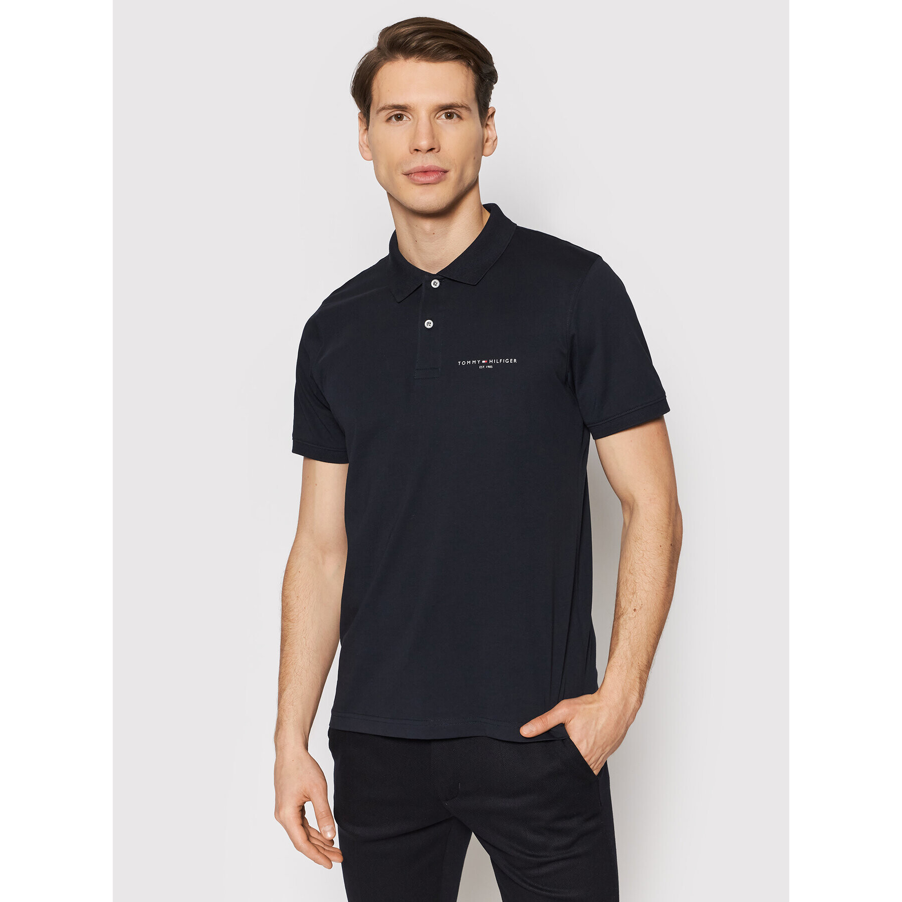 Tommy Hilfiger Tricou polo Clean MW0MW18282 Bleumarin Slim Fit - Pled.ro