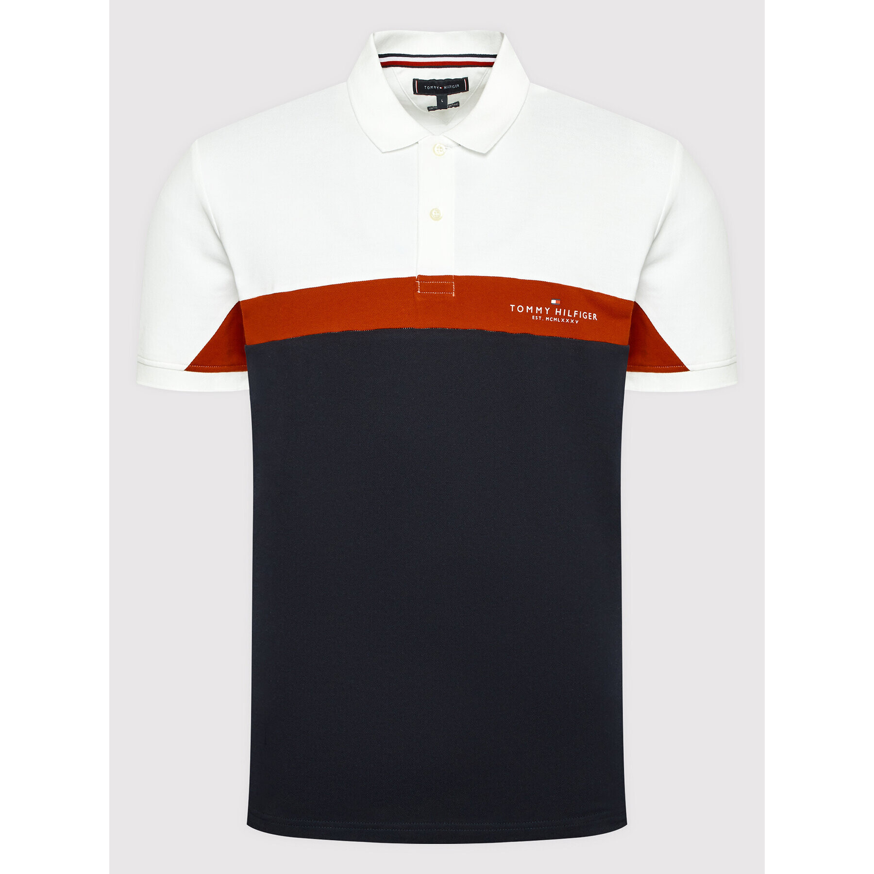 Tommy Hilfiger Tricou polo Colorblock MW0MW23953 Alb Regular Fit - Pled.ro