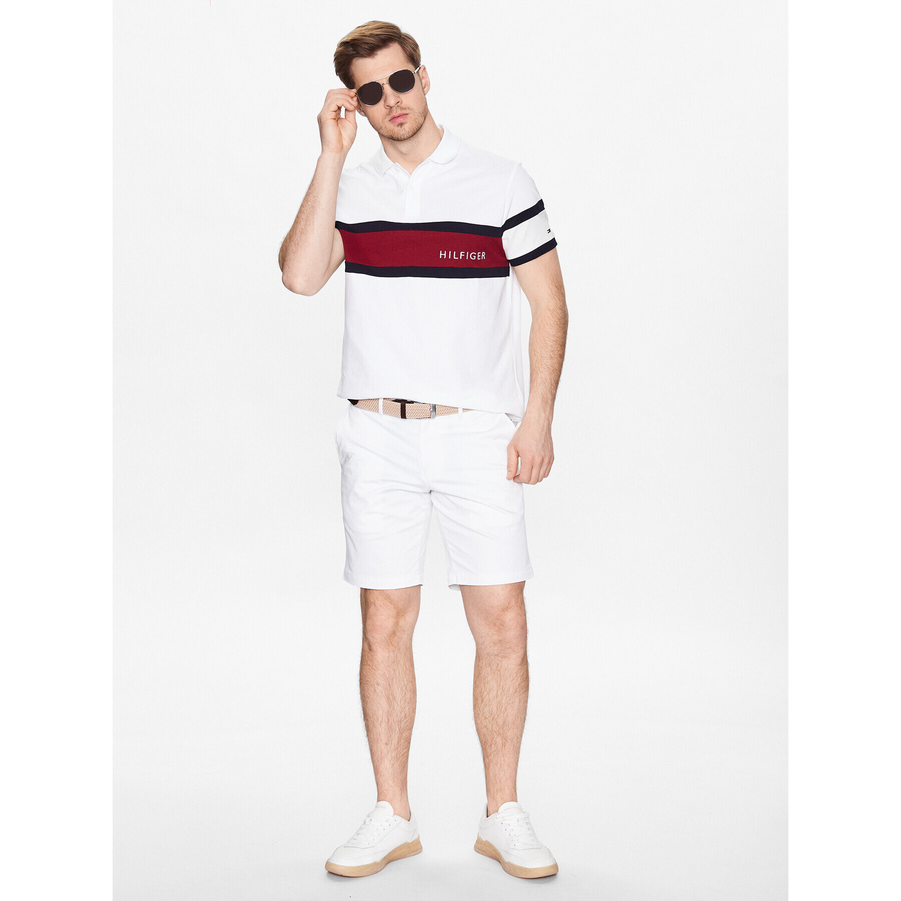 Tommy Hilfiger Tricou polo Colourblock Placement MW0MW30755 Alb Regular Fit - Pled.ro