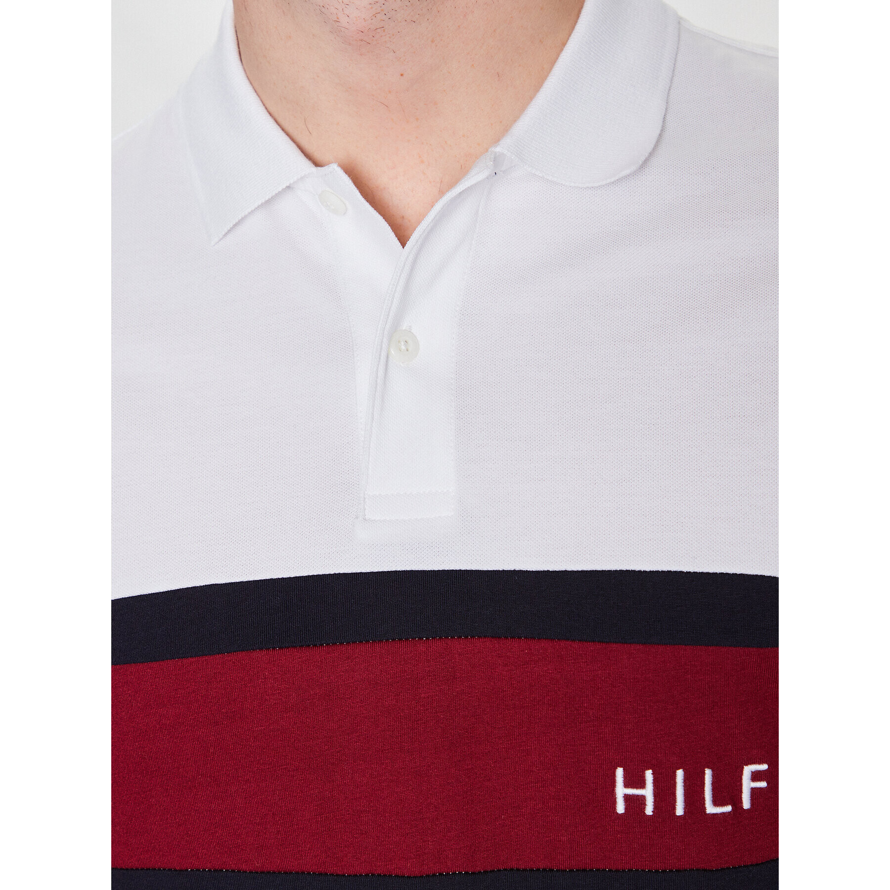 Tommy Hilfiger Tricou polo Colourblock Placement MW0MW30755 Alb Regular Fit - Pled.ro