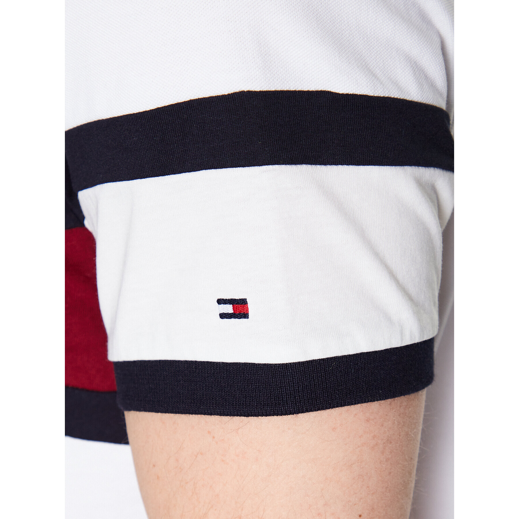 Tommy Hilfiger Tricou polo Colourblock Placement MW0MW30755 Alb Regular Fit - Pled.ro