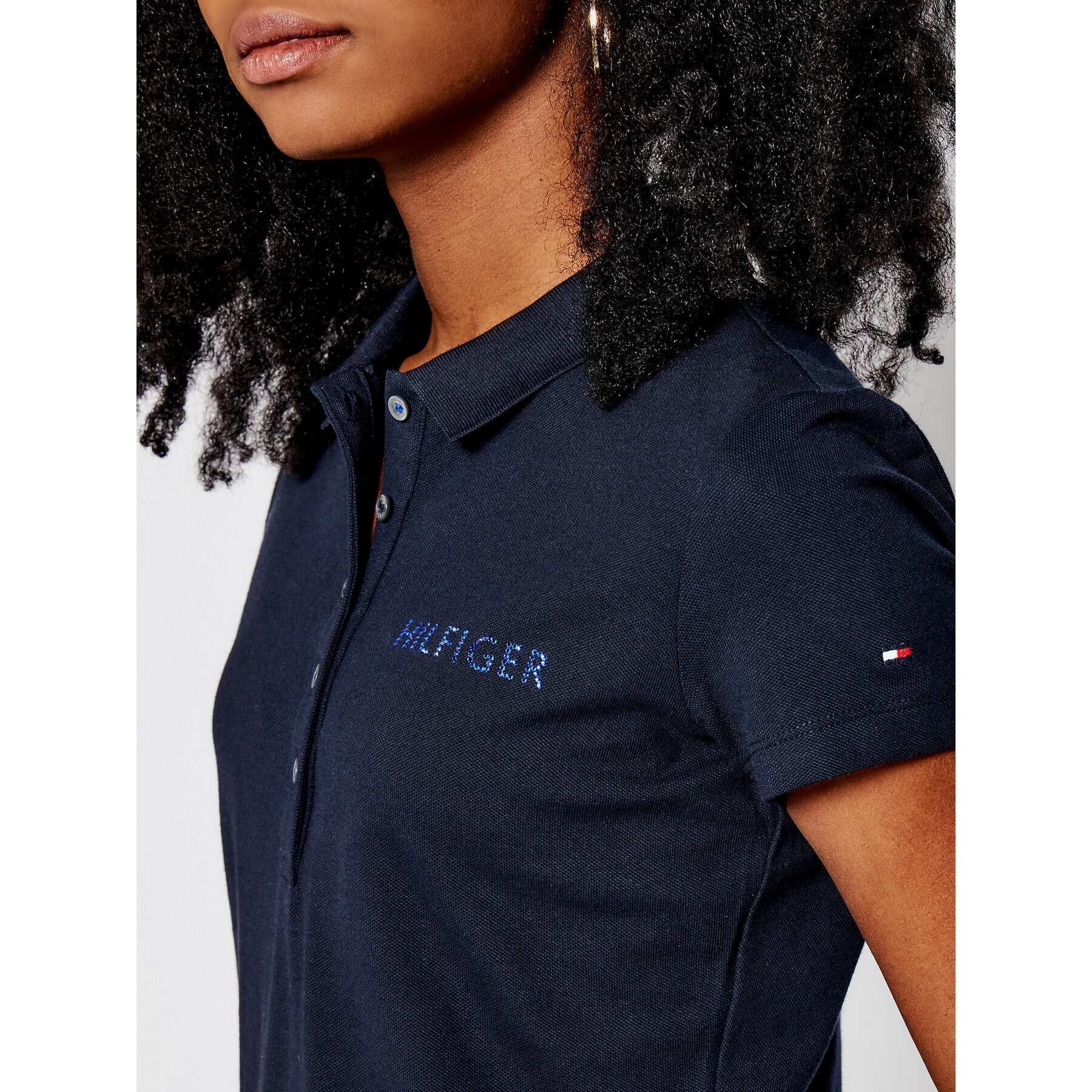 Tommy Hilfiger Tricou polo Crystal WW0WW29983 Bleumarin Slim Fit - Pled.ro