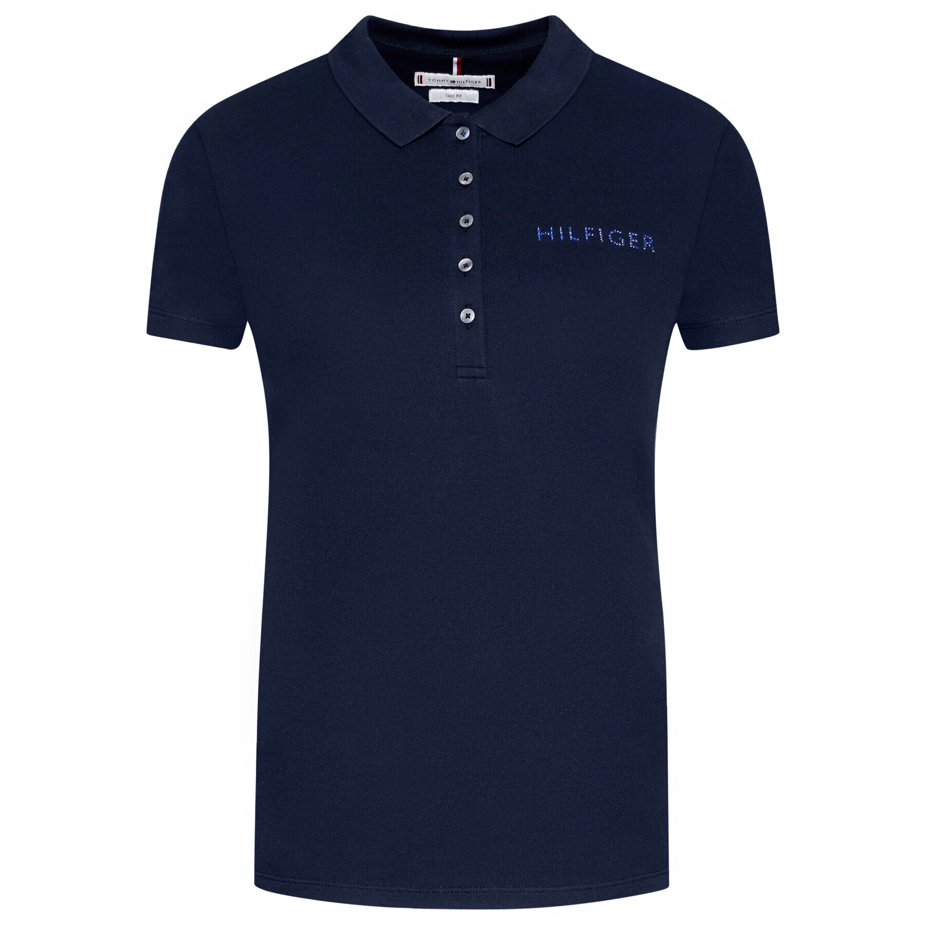 Tommy Hilfiger Tricou polo Crystal WW0WW29983 Bleumarin Slim Fit - Pled.ro