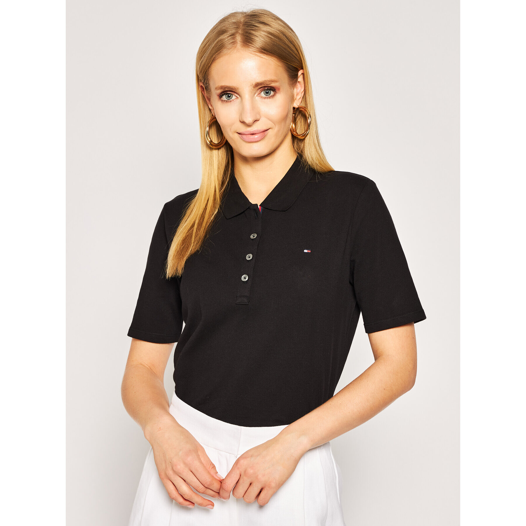 Tommy Hilfiger Tricou polo Essential WW0WW28578 Negru Regular Fit - Pled.ro