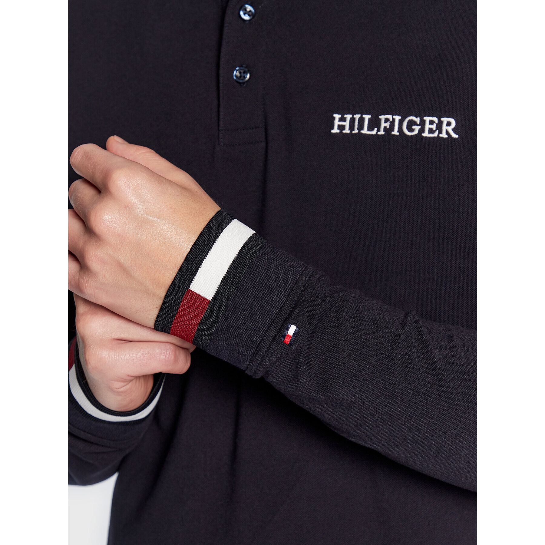 Tommy Hilfiger Tricou polo Flag Cuff Chest Logo MW0MW29527 Bleumarin Regular Fit - Pled.ro