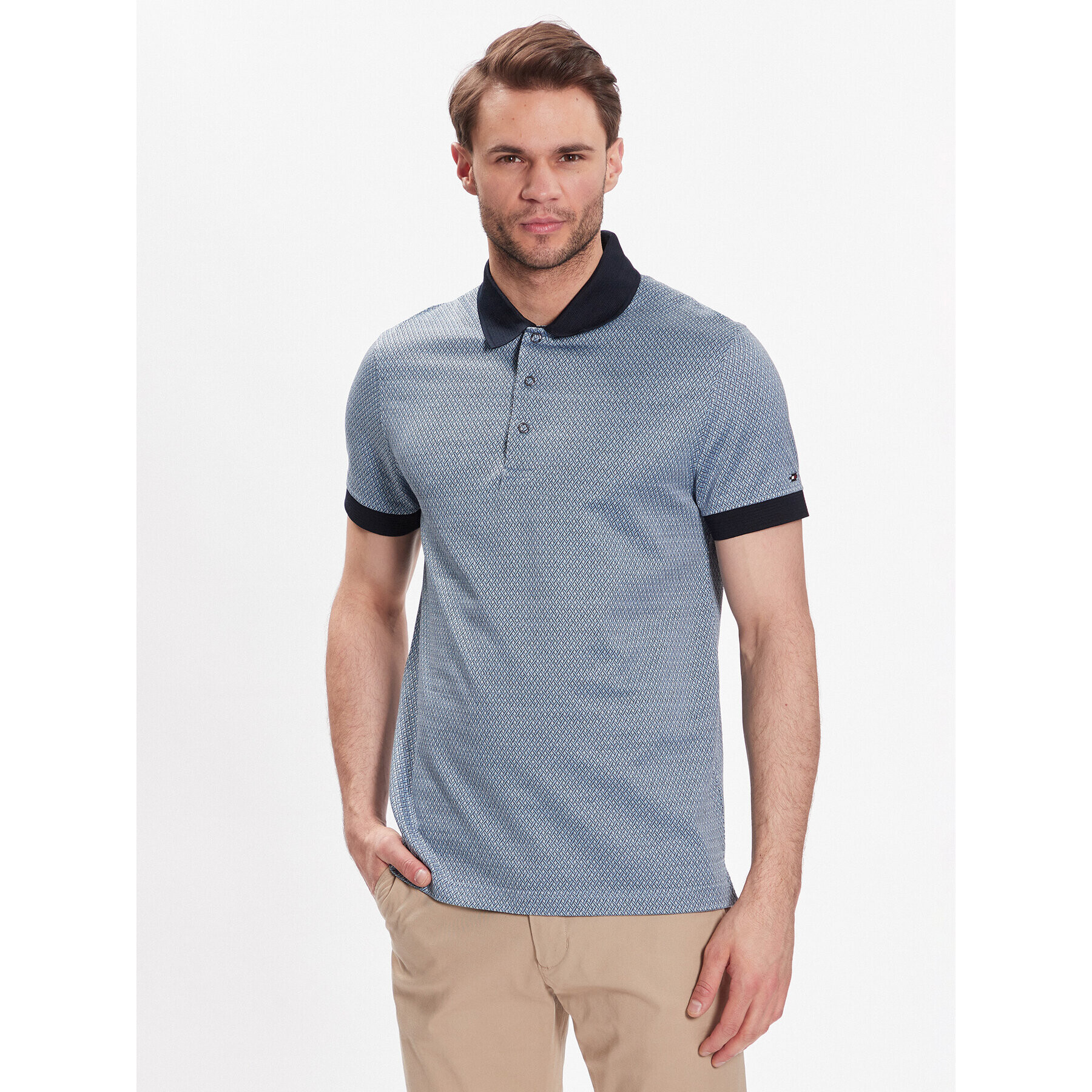 Tommy Hilfiger Tricou polo Geo MW0MW30799 Bleumarin Slim Fit - Pled.ro