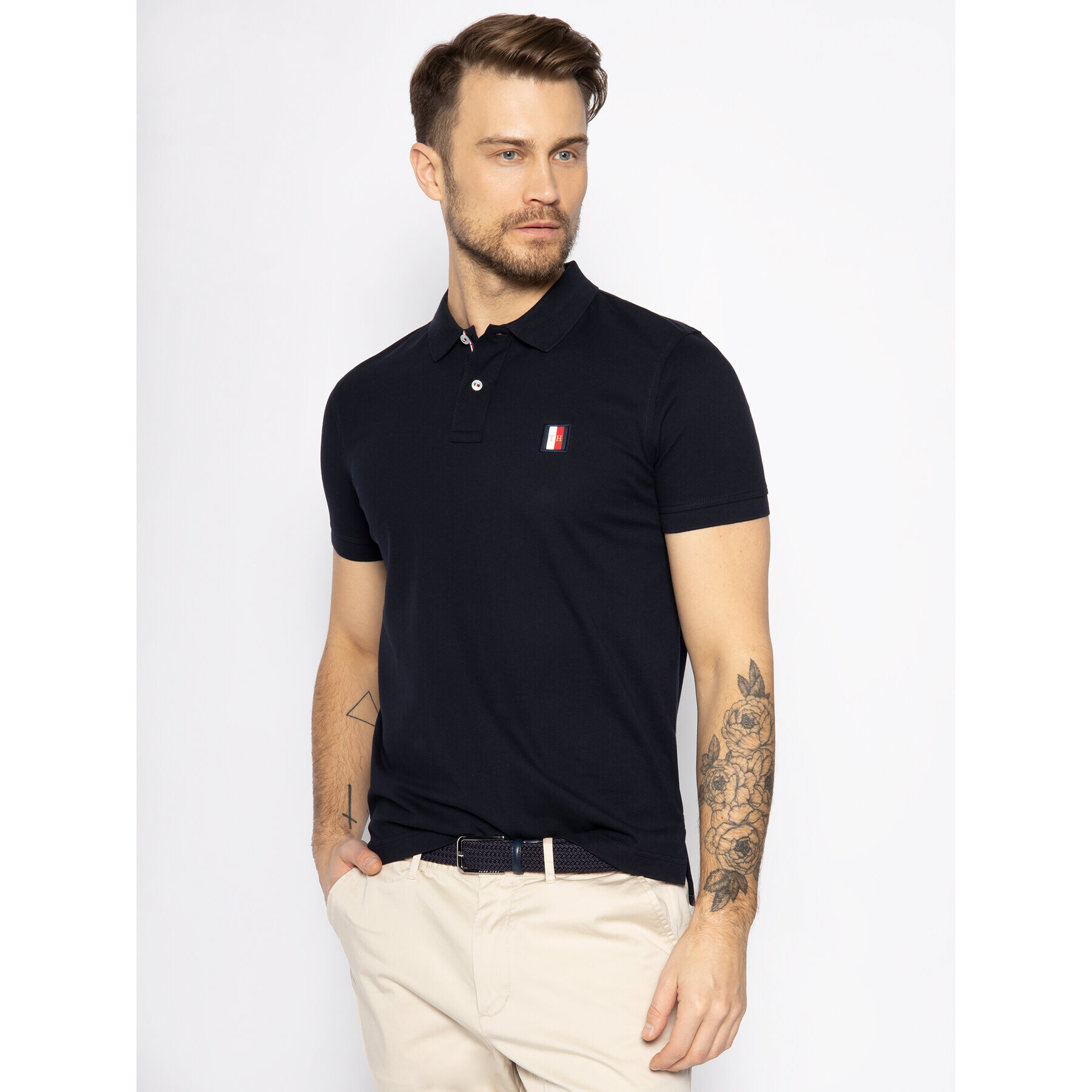 Tommy Hilfiger Tricou polo Icon Mini Badge MW0MW13077 Bleumarin Regular Fit - Pled.ro