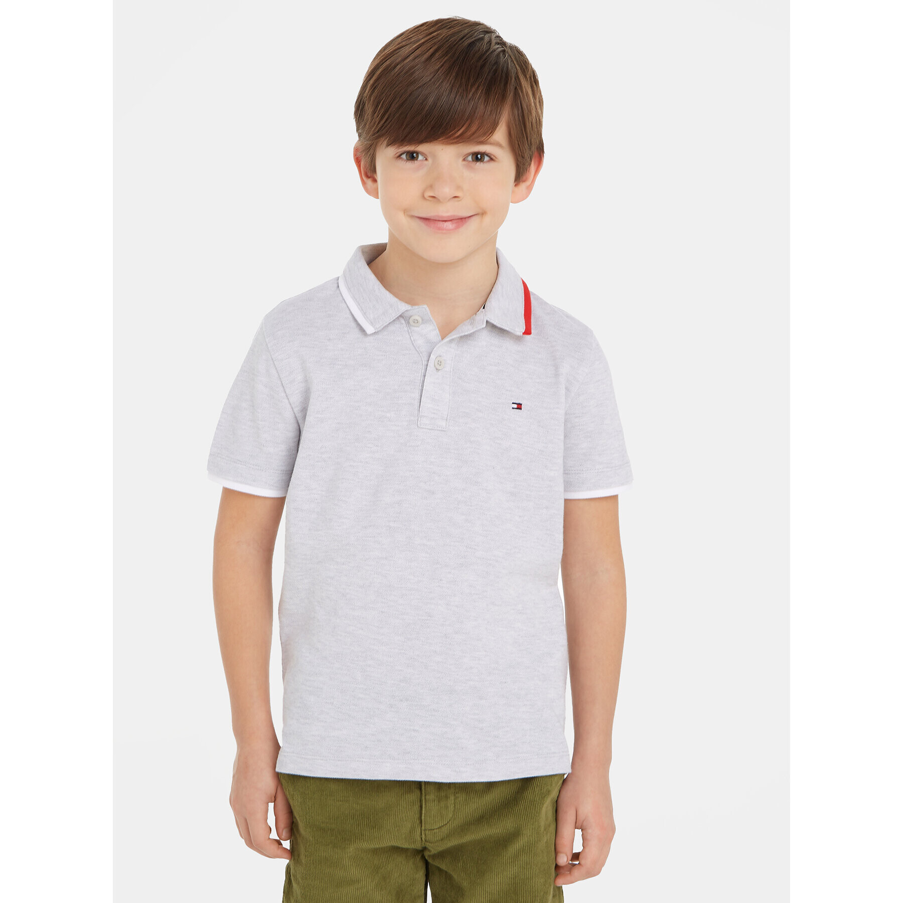 Tommy Hilfiger Tricou polo KB0KB08534 Gri Regular Fit - Pled.ro