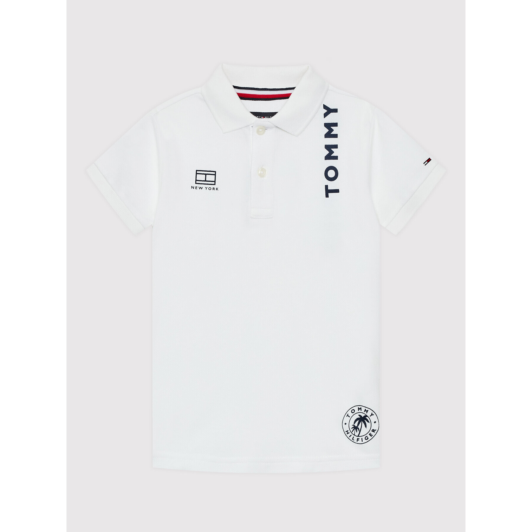 Tommy Hilfiger Tricou polo Multiplacement KB0KB07373 D Alb Regular Fit - Pled.ro