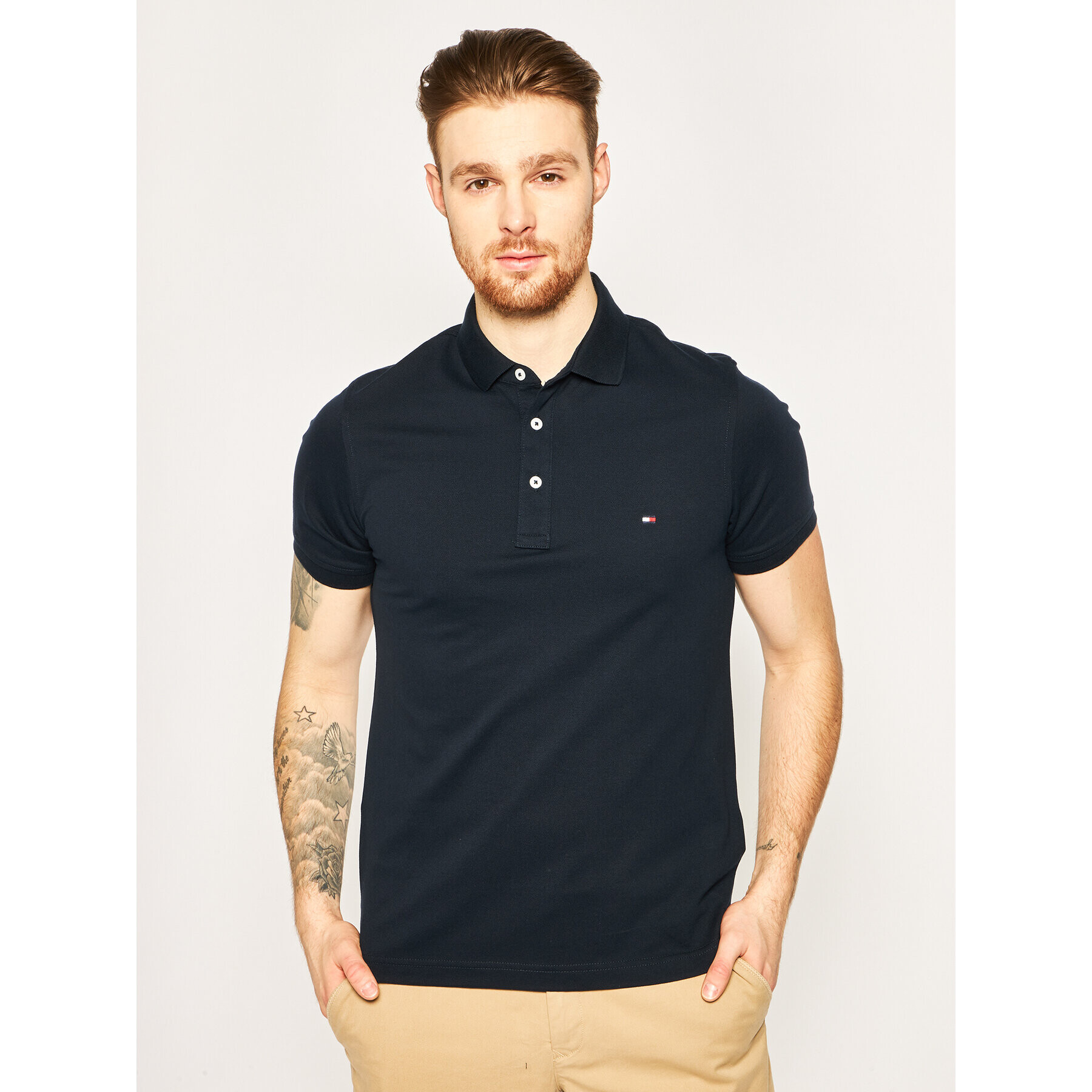 Tommy Hilfiger Tricou polo MW0MW04975 Bleumarin Slim Fit - Pled.ro