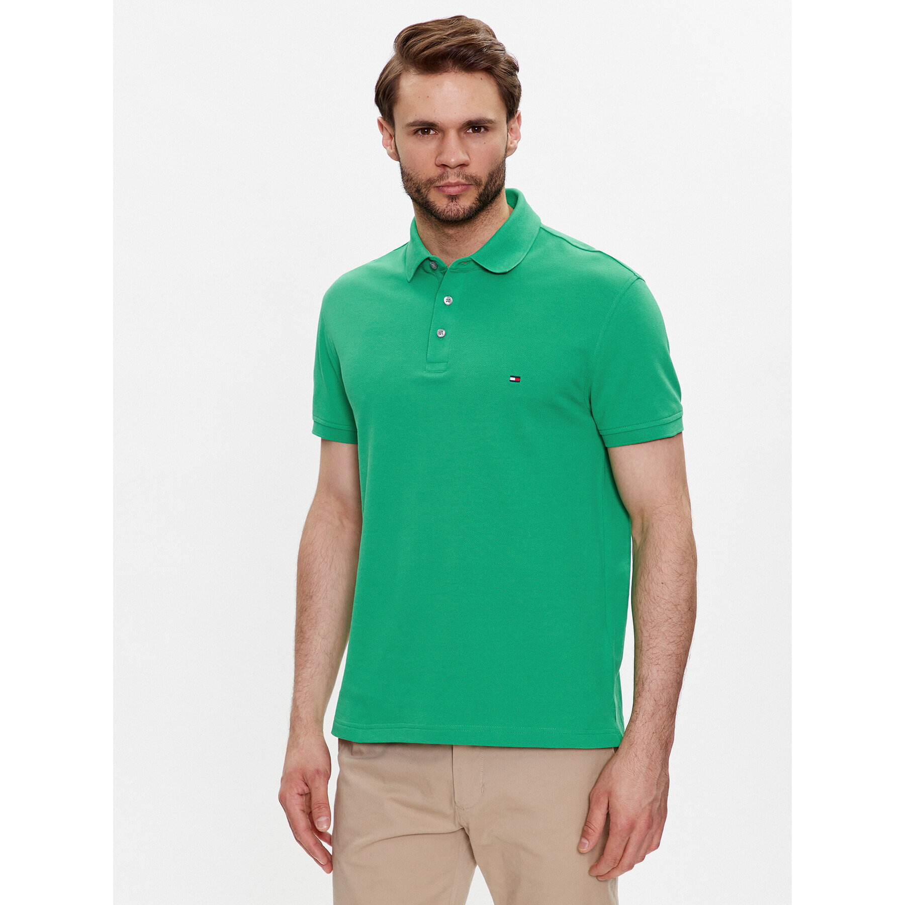 Tommy Hilfiger Tricou polo MW0MW17771 Verde Slim Fit - Pled.ro