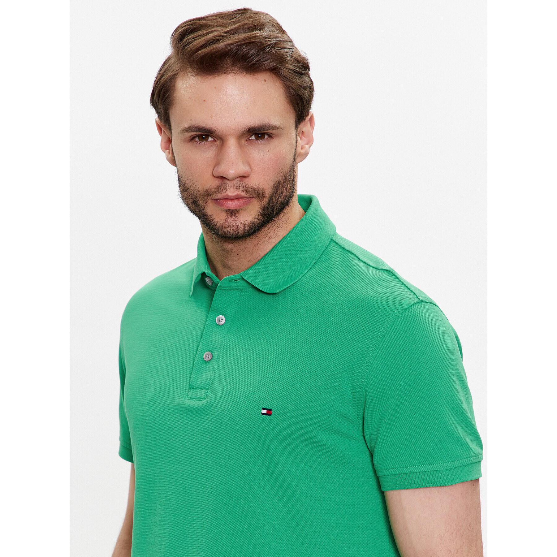 Tommy Hilfiger Tricou polo MW0MW17771 Verde Slim Fit - Pled.ro