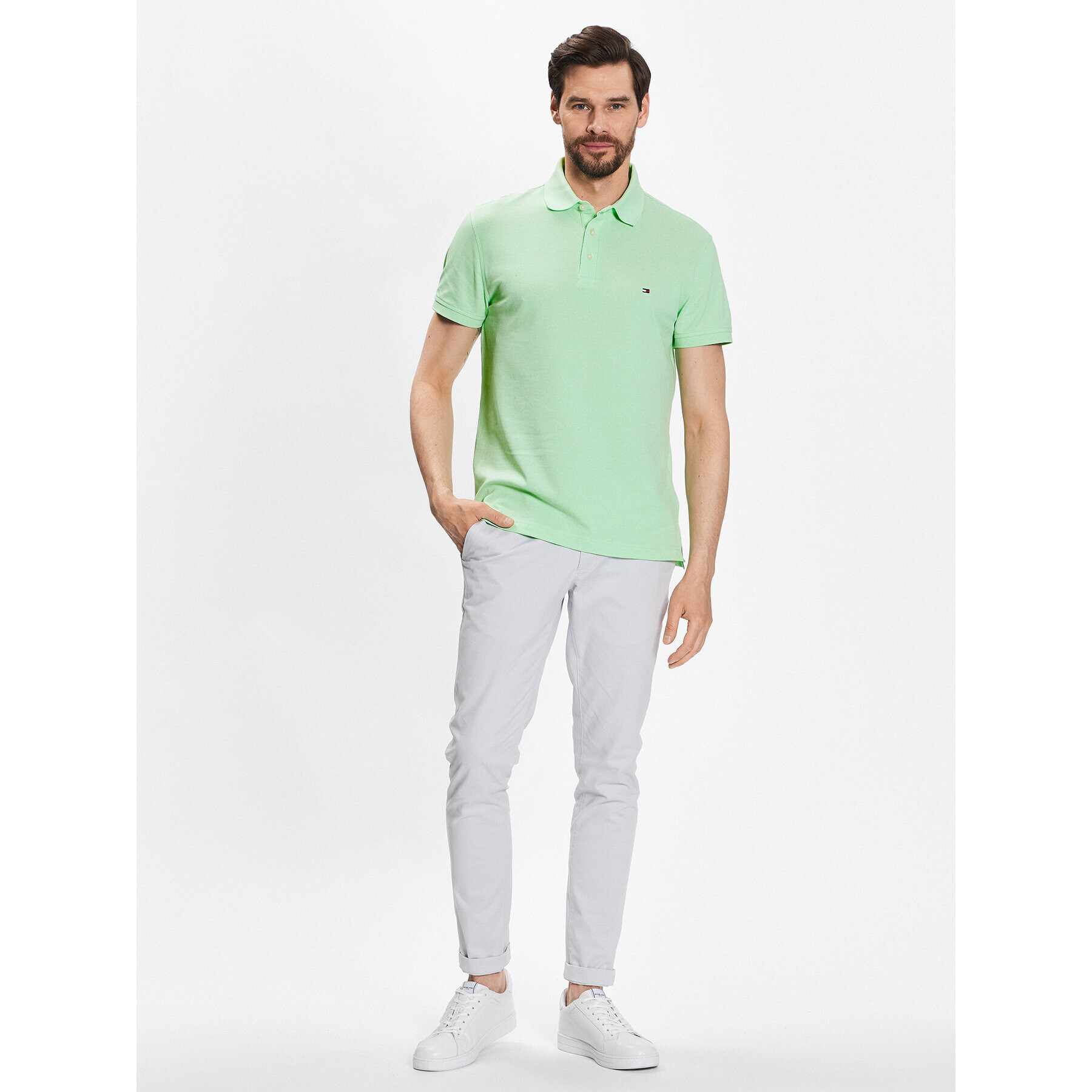 Tommy Hilfiger Tricou polo MW0MW17771 Verde Slim Fit - Pled.ro