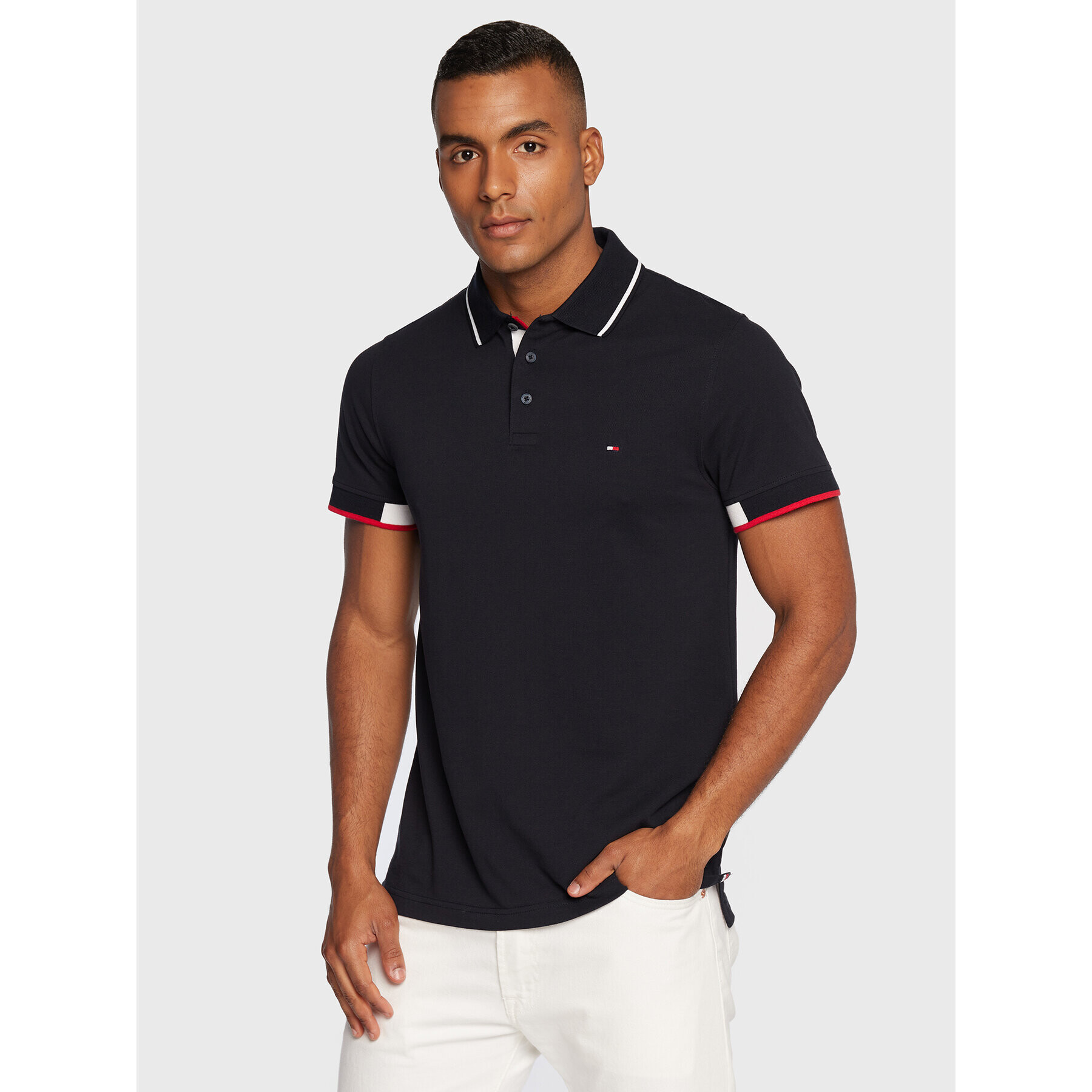 Tommy Hilfiger Tricou polo MW0MW25734 Bleumarin Slim Fit - Pled.ro