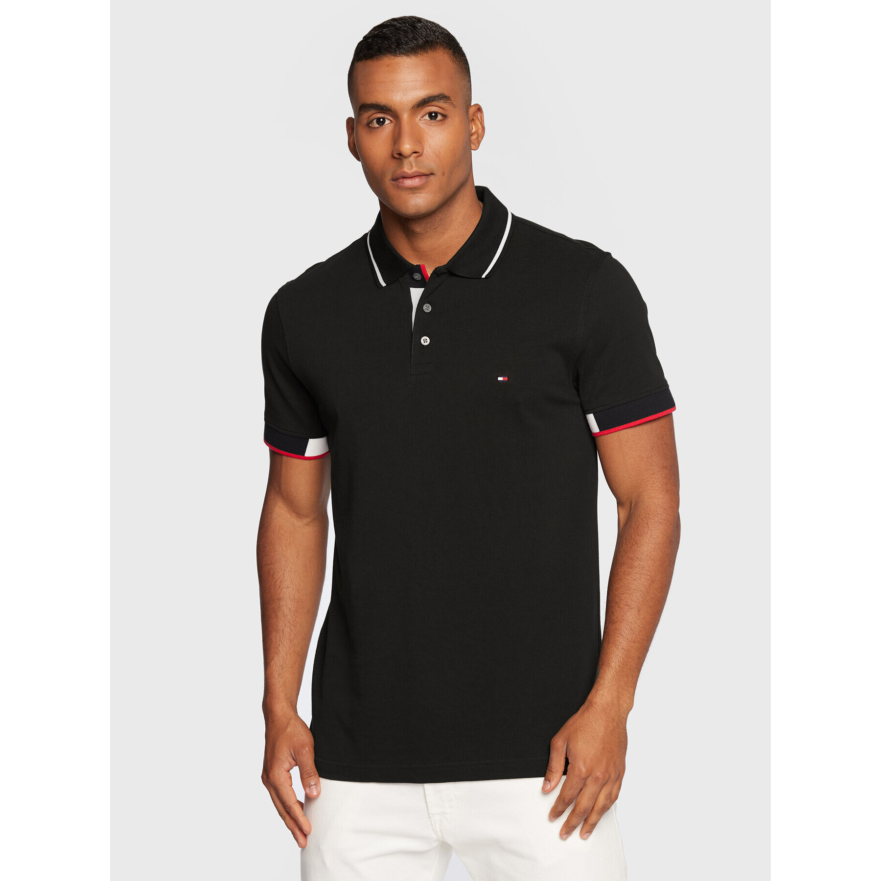 Tommy Hilfiger Tricou polo MW0MW25734 Negru Slim Fit - Pled.ro