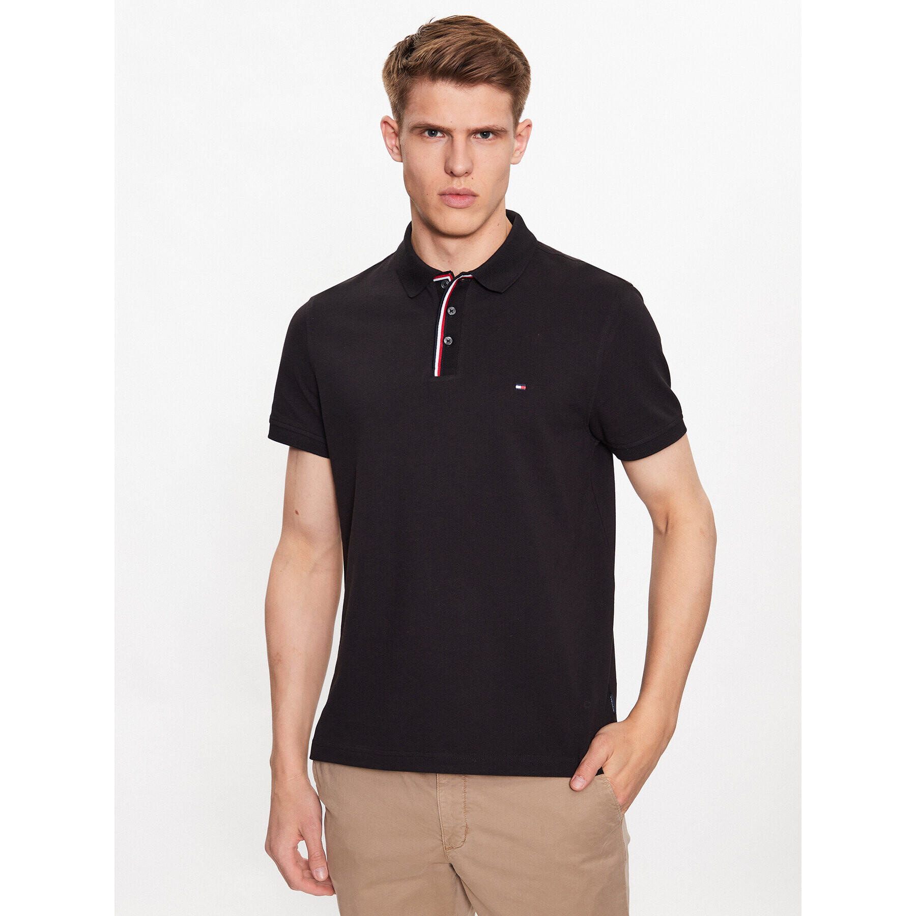 Tommy Hilfiger Tricou polo MW0MW31558 Negru Regular Fit - Pled.ro