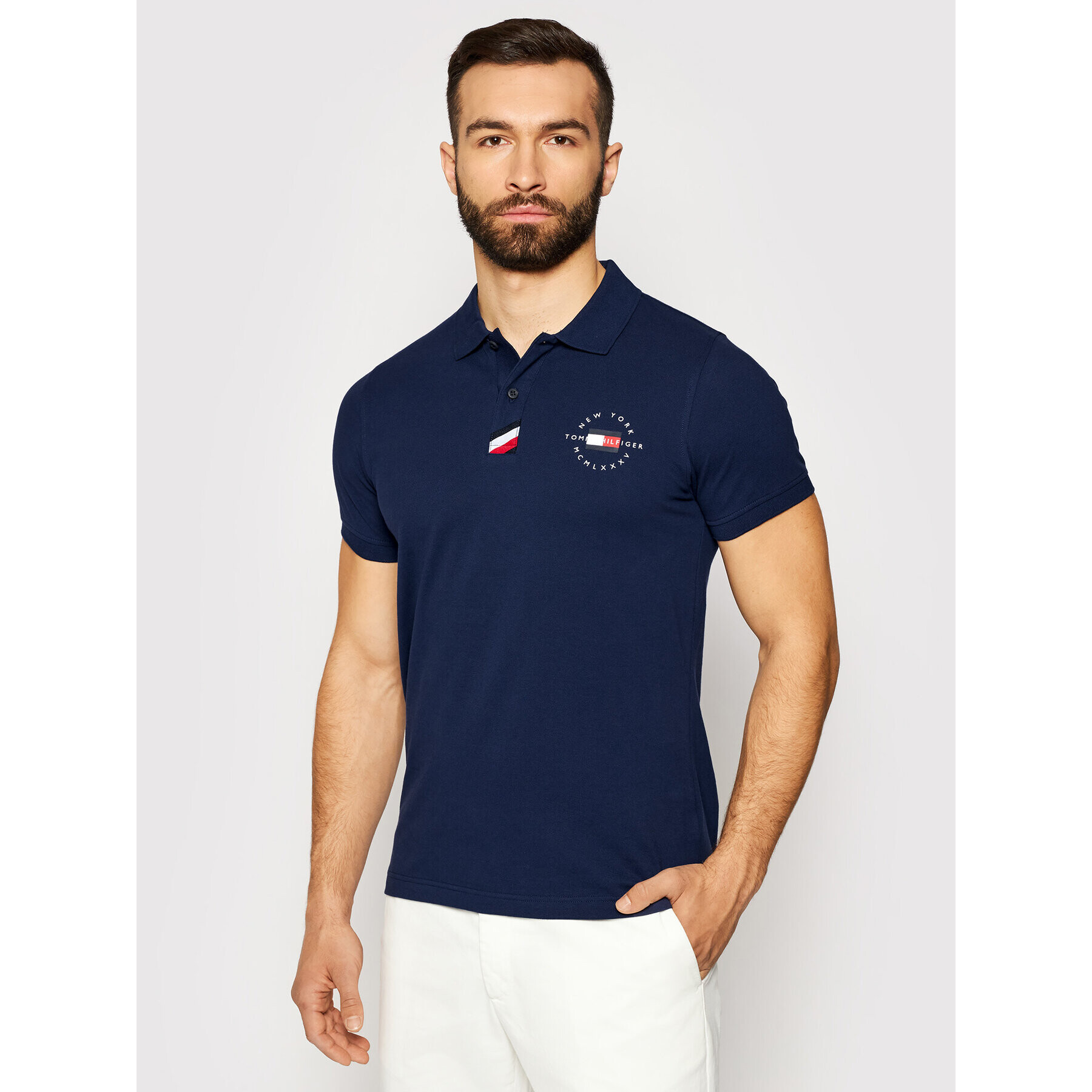 Tommy Hilfiger Tricou polo Placket MW0MW17788 Bleumarin Slim Fit - Pled.ro