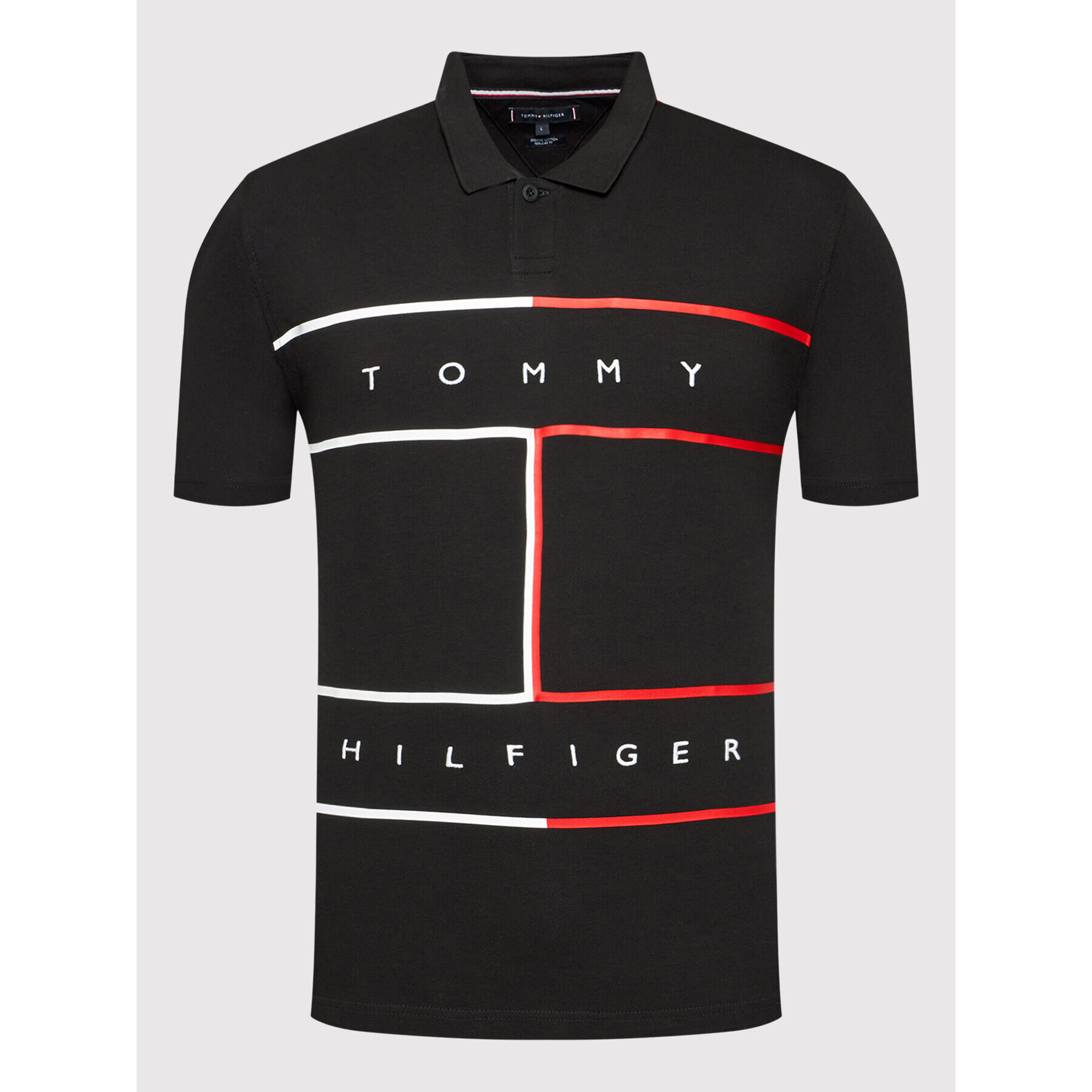 Tommy Hilfiger Tricou polo Rwb Flag MW0MW25043 Negru Regular Fit - Pled.ro