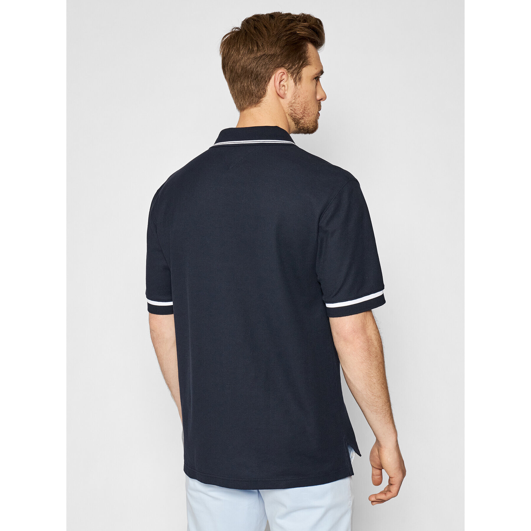 Tommy Hilfiger Tricou polo Signature MW0MW17806 Bleumarin Casual Fit - Pled.ro