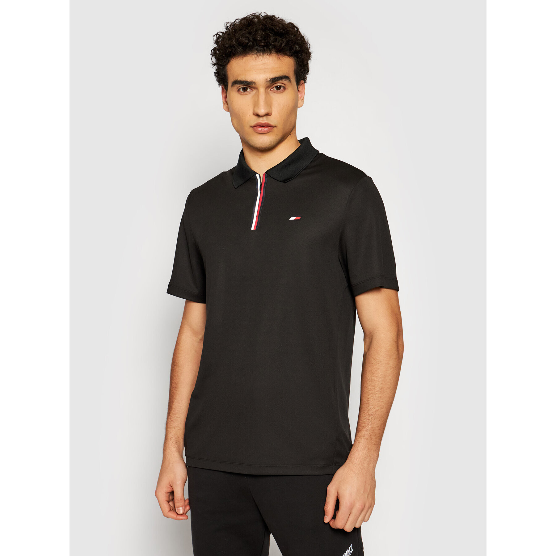 Tommy Hilfiger Tricou polo Stripe Training MW0MW17270 Negru Relaxed Fit - Pled.ro