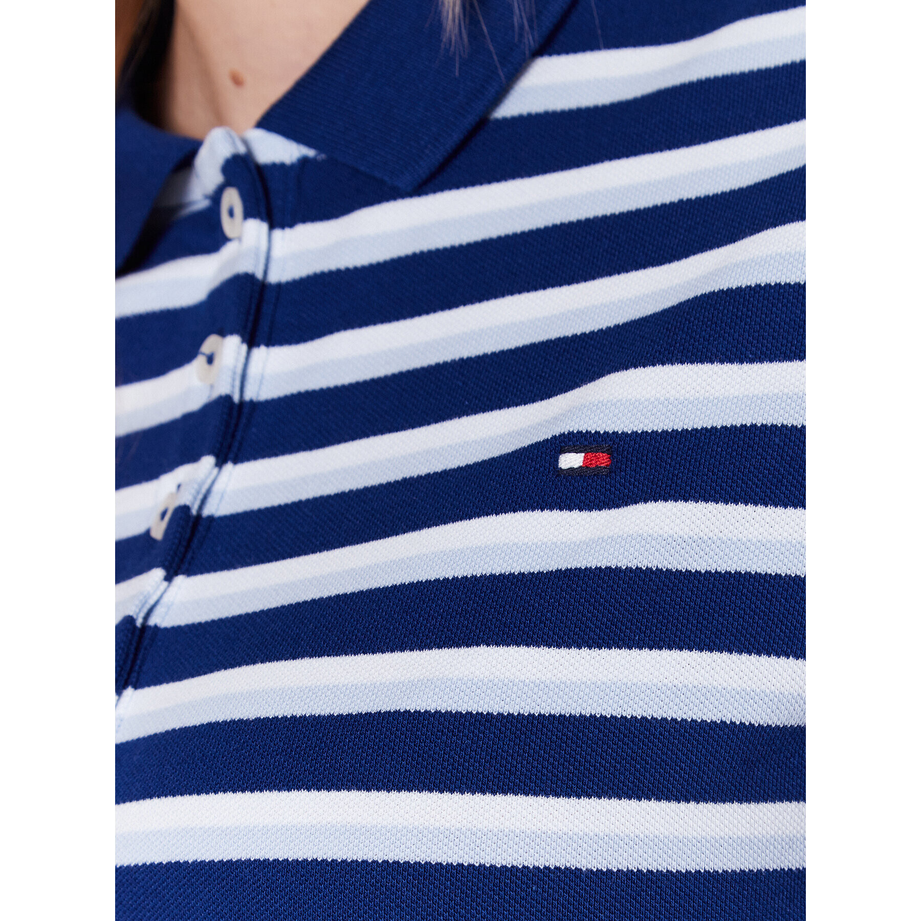 Tommy Hilfiger Tricou polo Stripe WW0WW27151 Bleumarin Slim Fit - Pled.ro