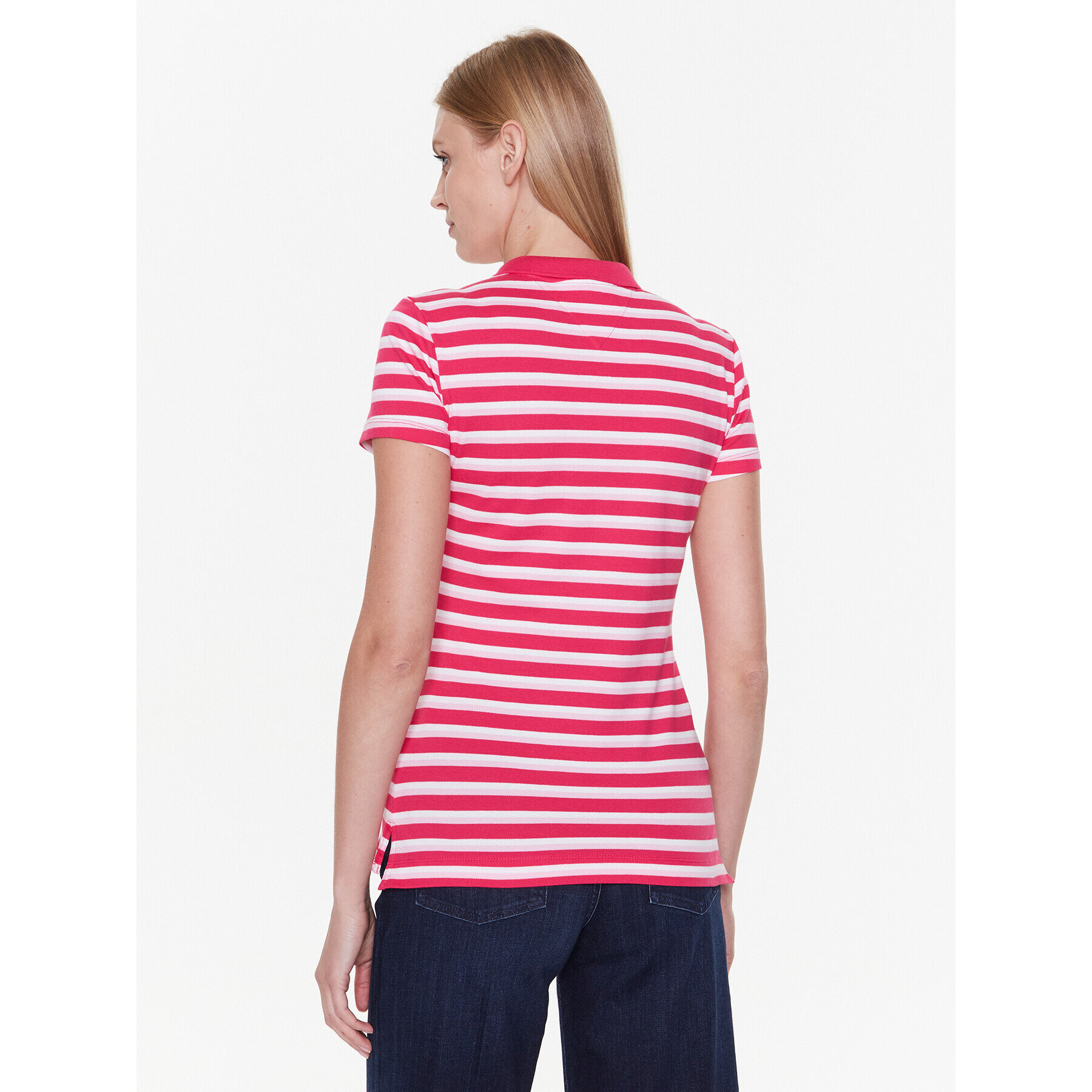 Tommy Hilfiger Tricou polo Stripe WW0WW27151 Roz Slim Fit - Pled.ro