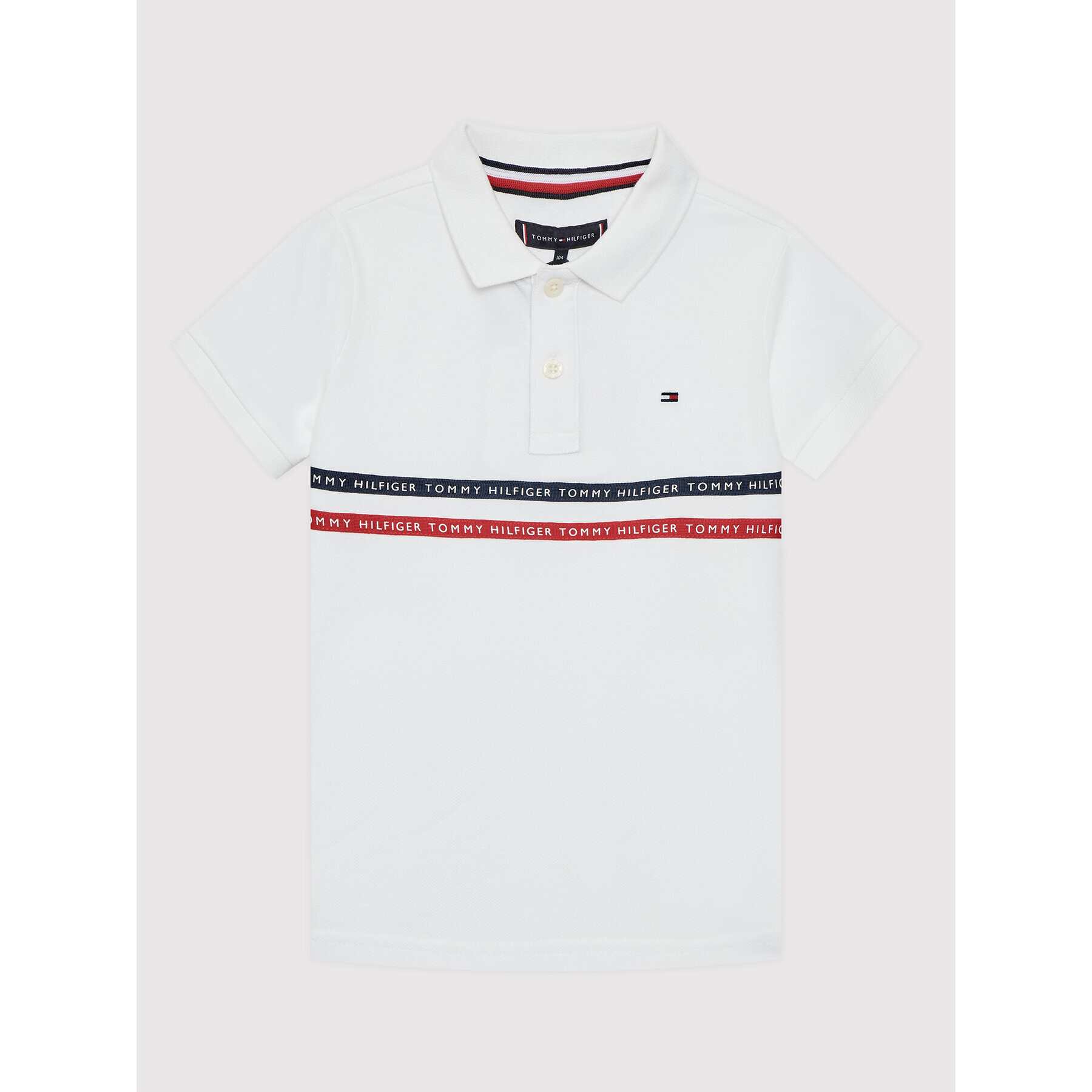 Tommy Hilfiger Tricou polo Tape KB0KB07366 D Alb Regular Fit - Pled.ro