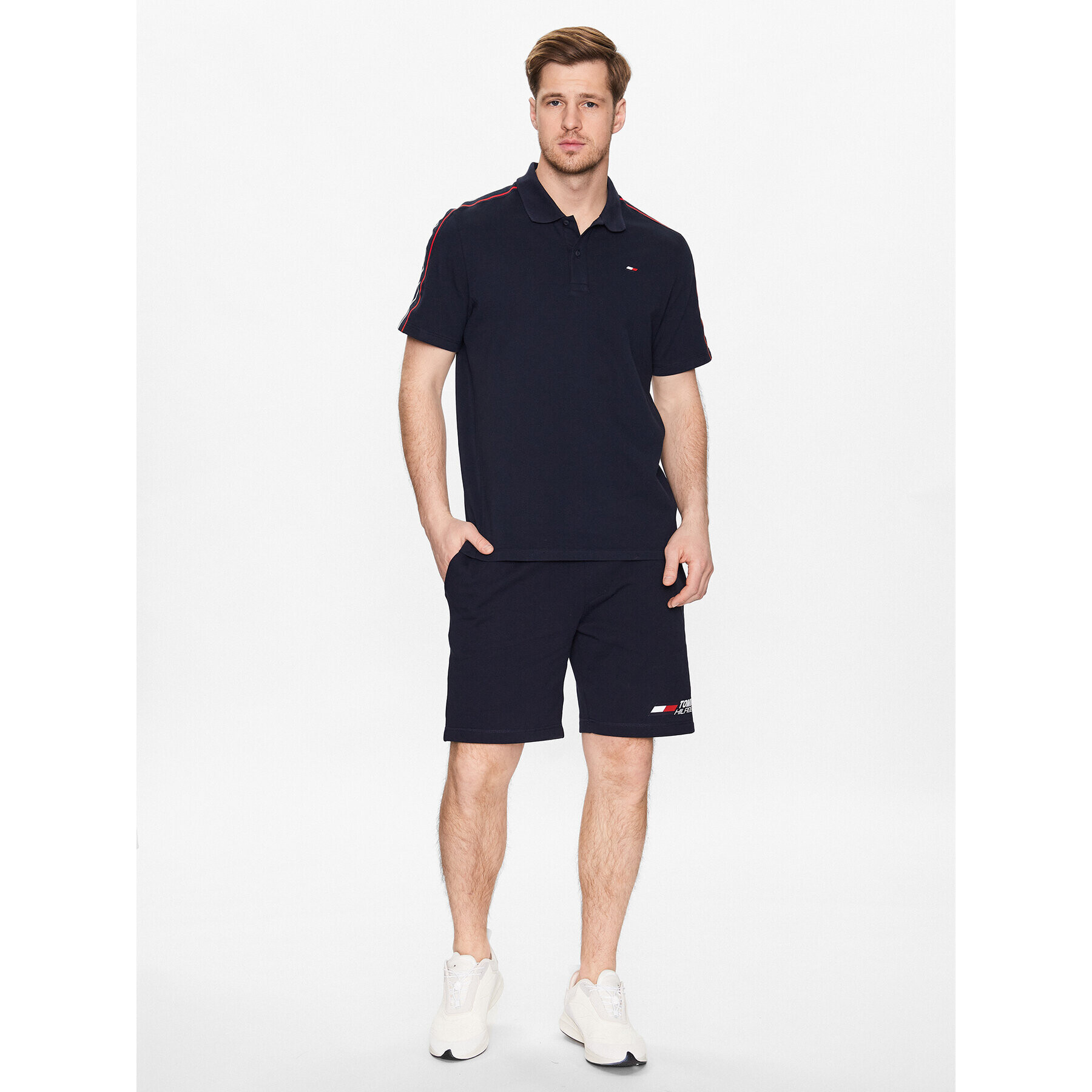 Tommy Hilfiger Tricou polo Textured Tape MW0MW30713 Bleumarin Slim Fit - Pled.ro