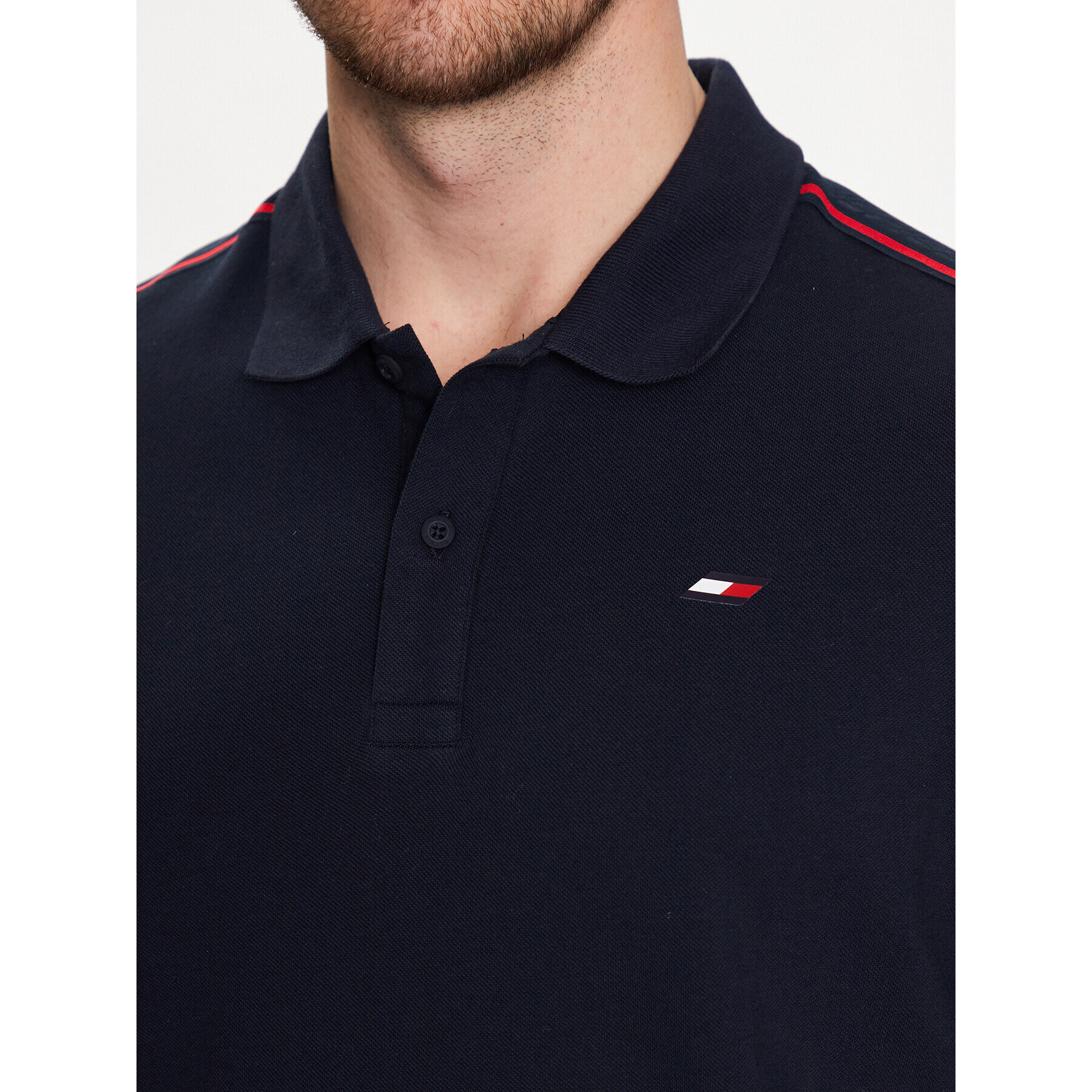 Tommy Hilfiger Tricou polo Textured Tape MW0MW30713 Bleumarin Slim Fit - Pled.ro