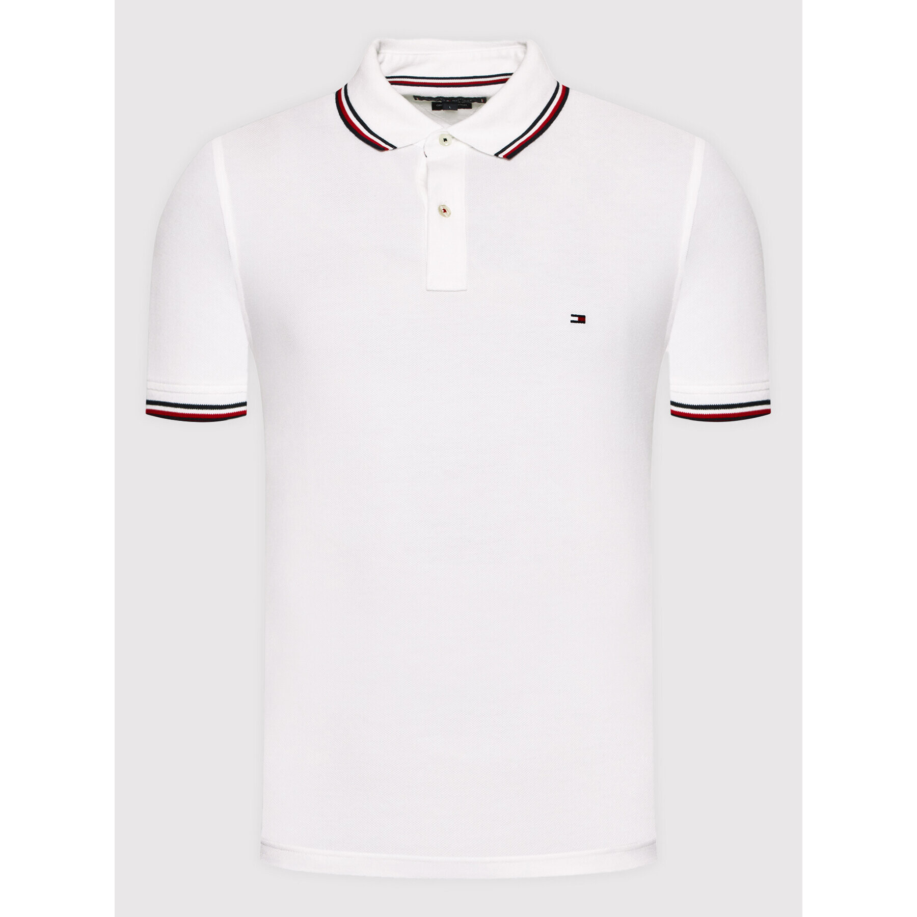 Tommy Hilfiger Tricou polo Tipped MW0MW13080 Alb Slim Fit - Pled.ro