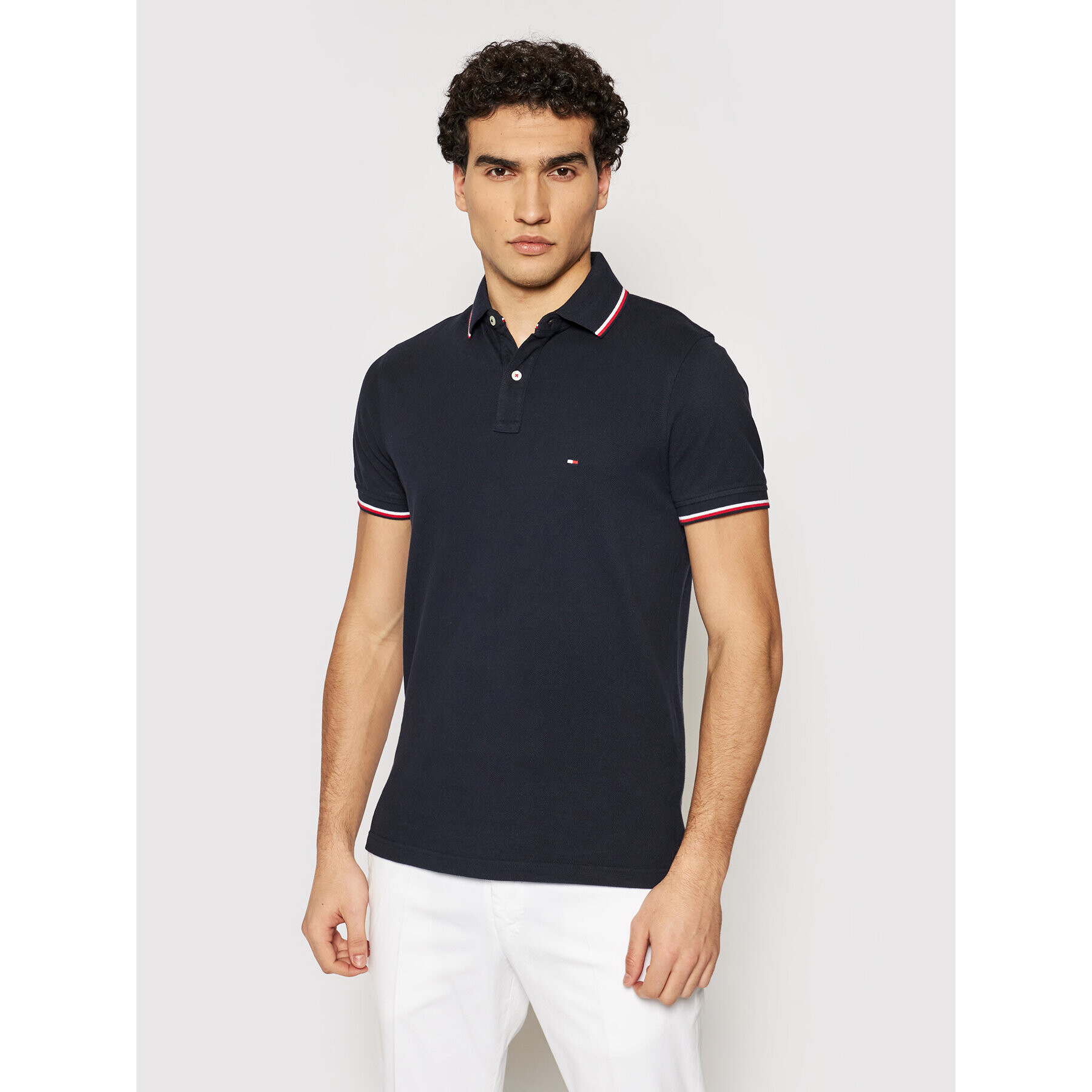 Tommy Hilfiger Tricou polo Tipped MW0MW13080 Bleumarin Slim Fit - Pled.ro