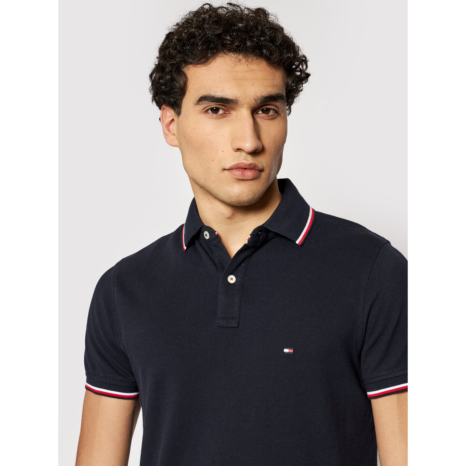 Tommy Hilfiger Tricou polo Tipped MW0MW13080 Bleumarin Slim Fit - Pled.ro