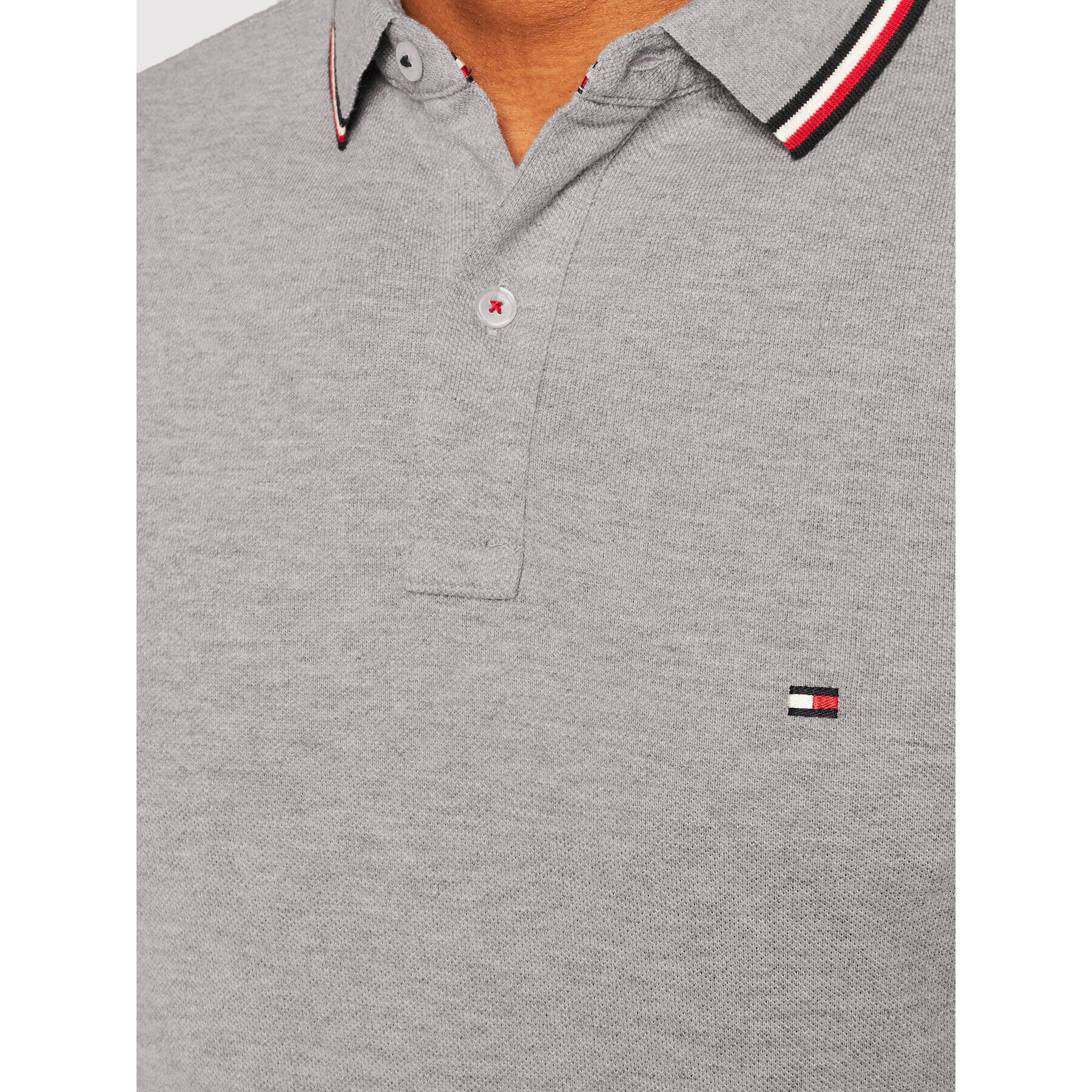 Tommy Hilfiger Tricou polo Tipped MW0MW13080 Gri Slim Fit - Pled.ro