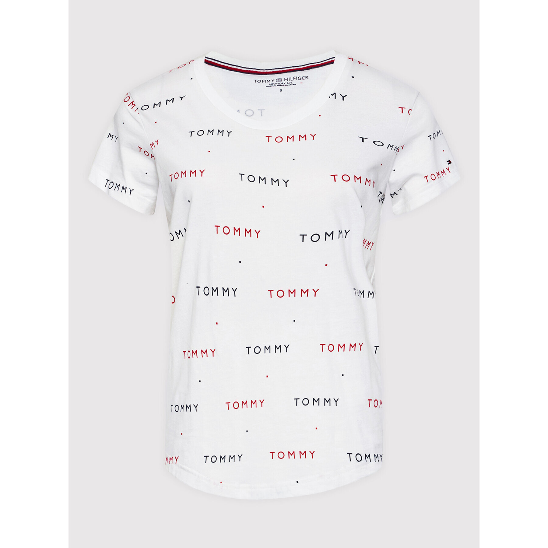 Tommy Hilfiger Tricou Print UW0UW02846 Alb Regular Fit - Pled.ro