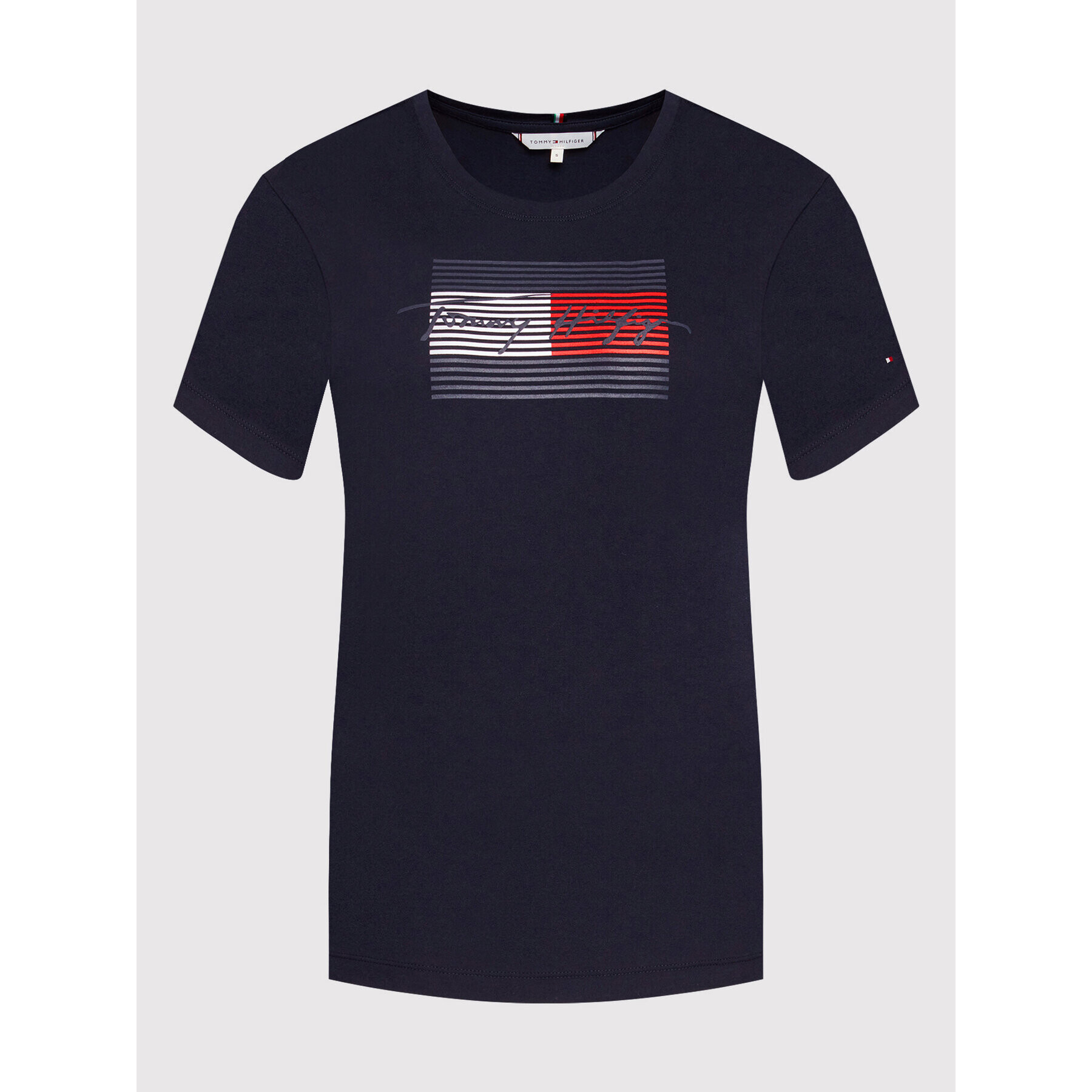 Tommy Hilfiger Tricou Regular Flag C-nk WW0WW31771 Bleumarin Regular Fit - Pled.ro