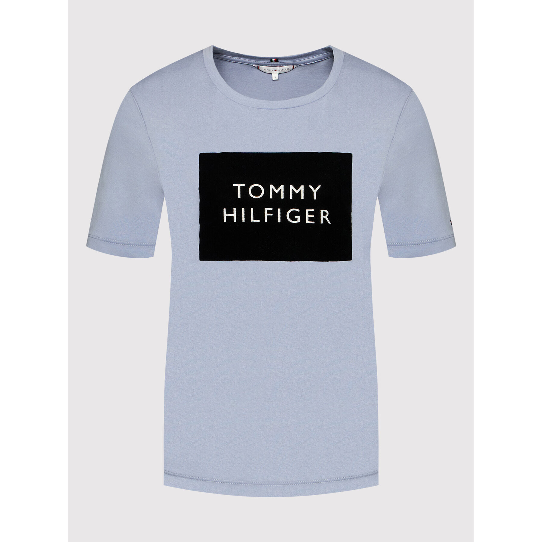 Tommy Hilfiger Tricou Regular Flock Box C-kn WW0WW32800 Albastru Regular Fit - Pled.ro