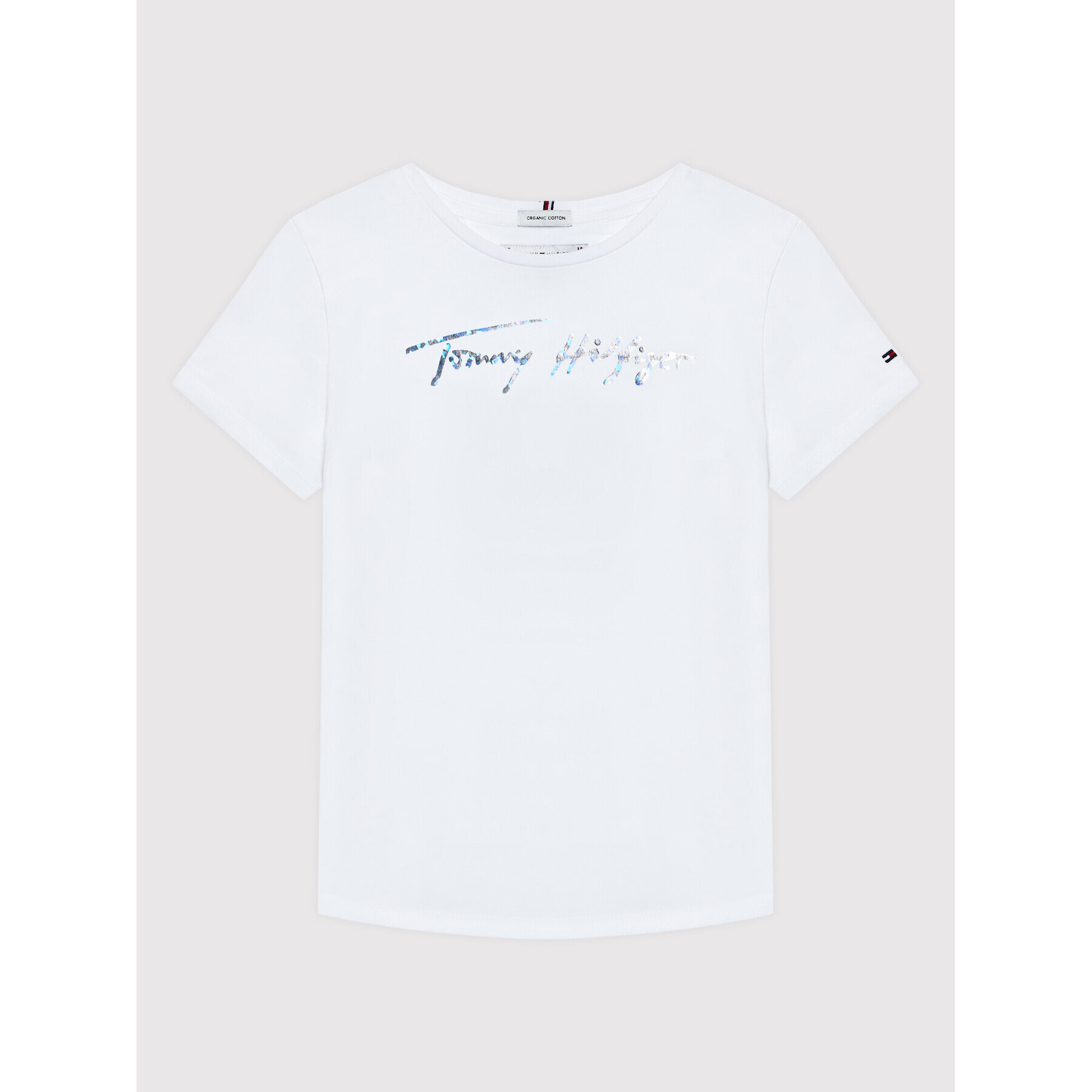 Tommy Hilfiger Tricou Script Print KG0KG06301 D Alb Regular Fit - Pled.ro