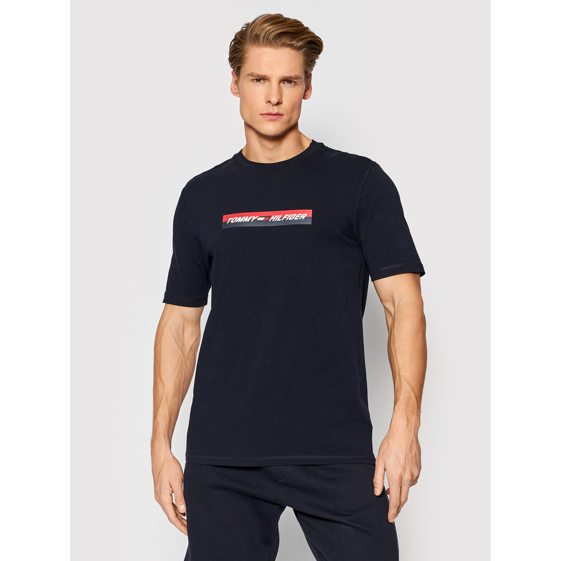 Tommy Hilfiger Tricou Seasonal MW0MW21274 Bleumarin Regular Fit - Pled.ro