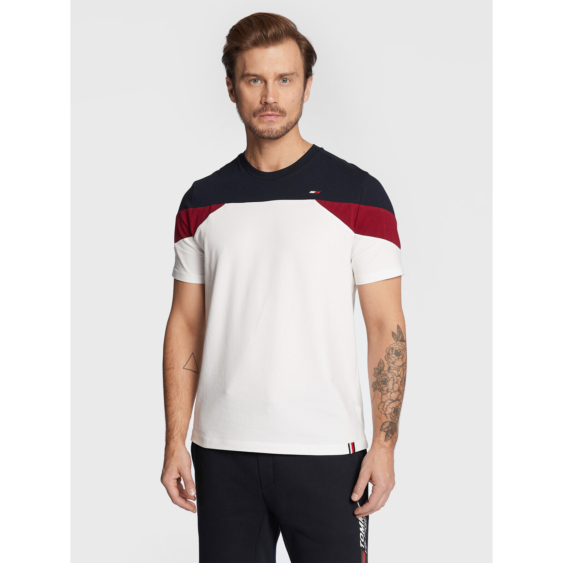 Tommy Hilfiger Tricou Seasonal MW0MW27571 Alb Regular Fit - Pled.ro